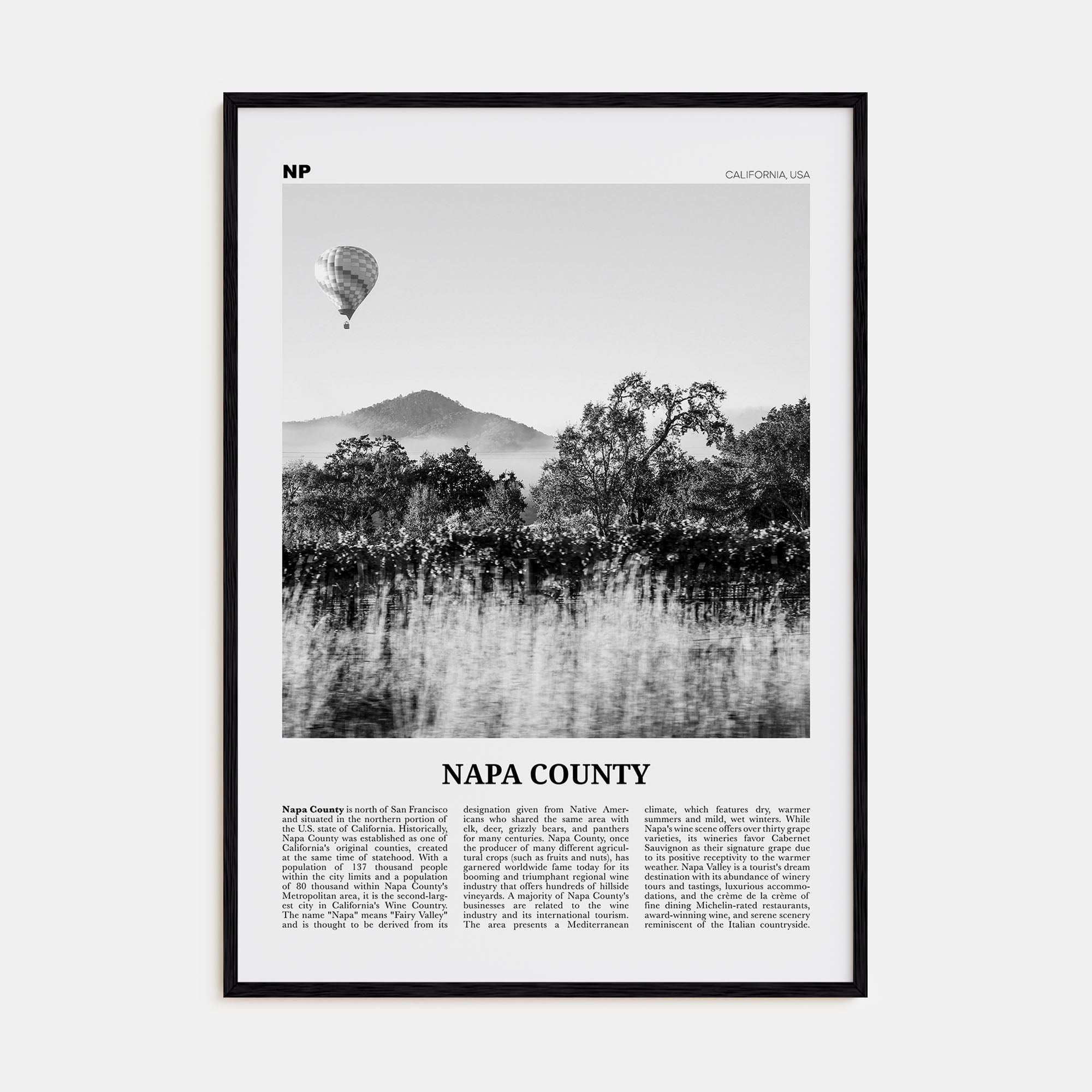 Napa County Travel B&W Poster