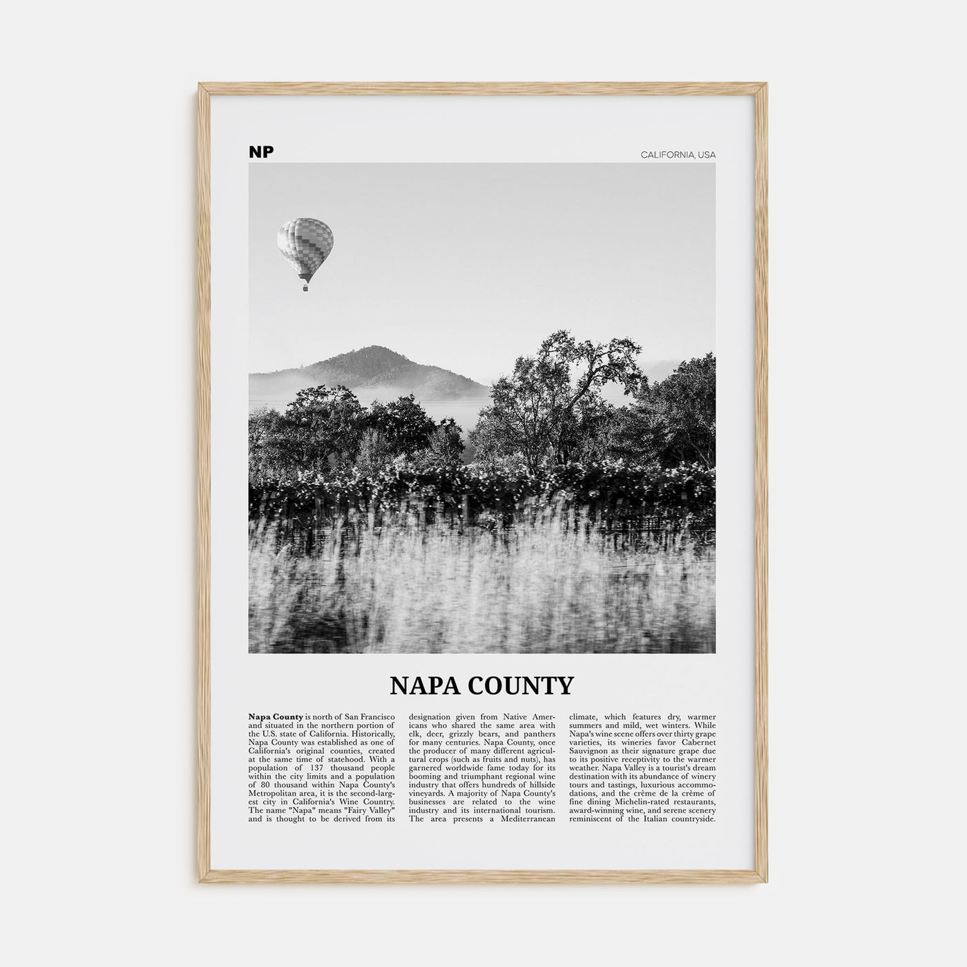 Napa County Travel B&W Poster