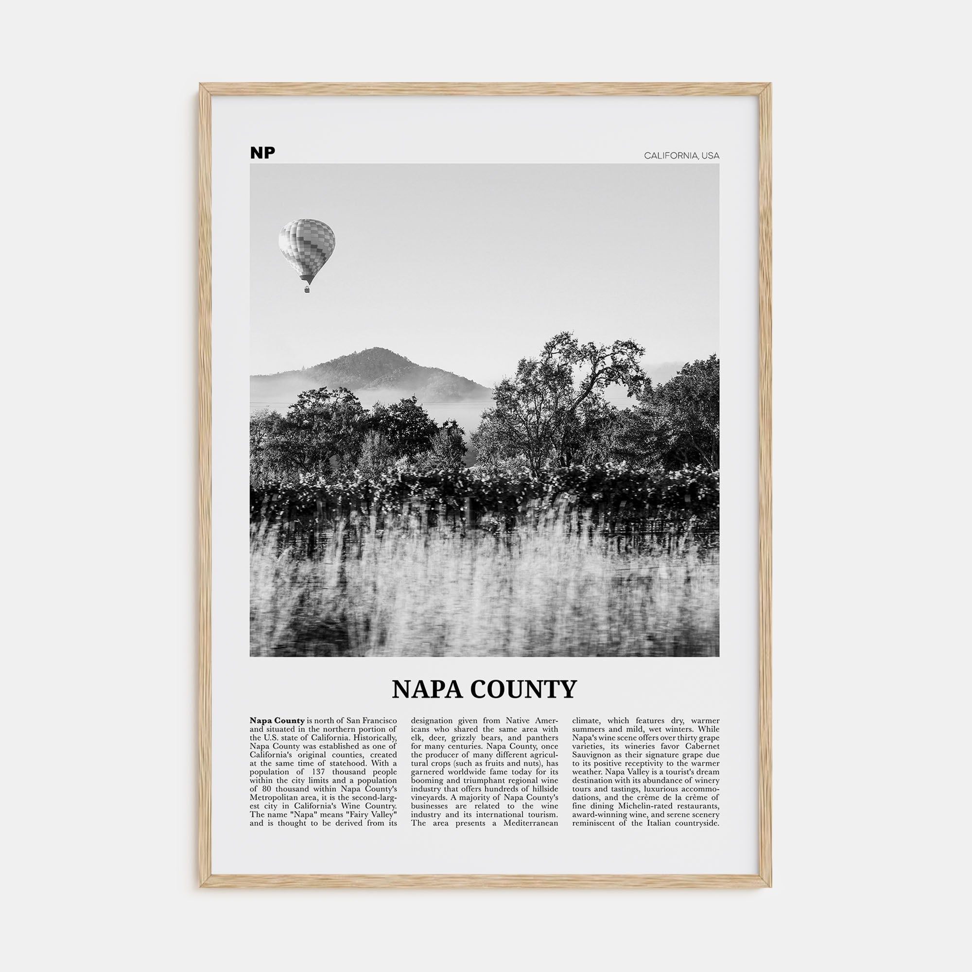 Napa County Travel B&W Poster