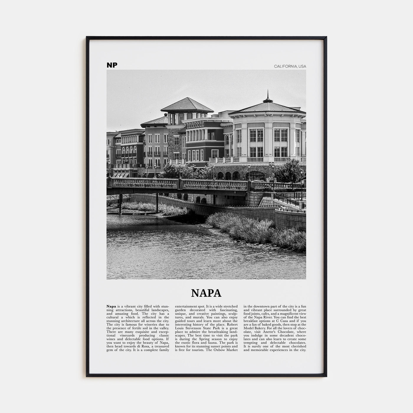 Napa Travel B&W Poster