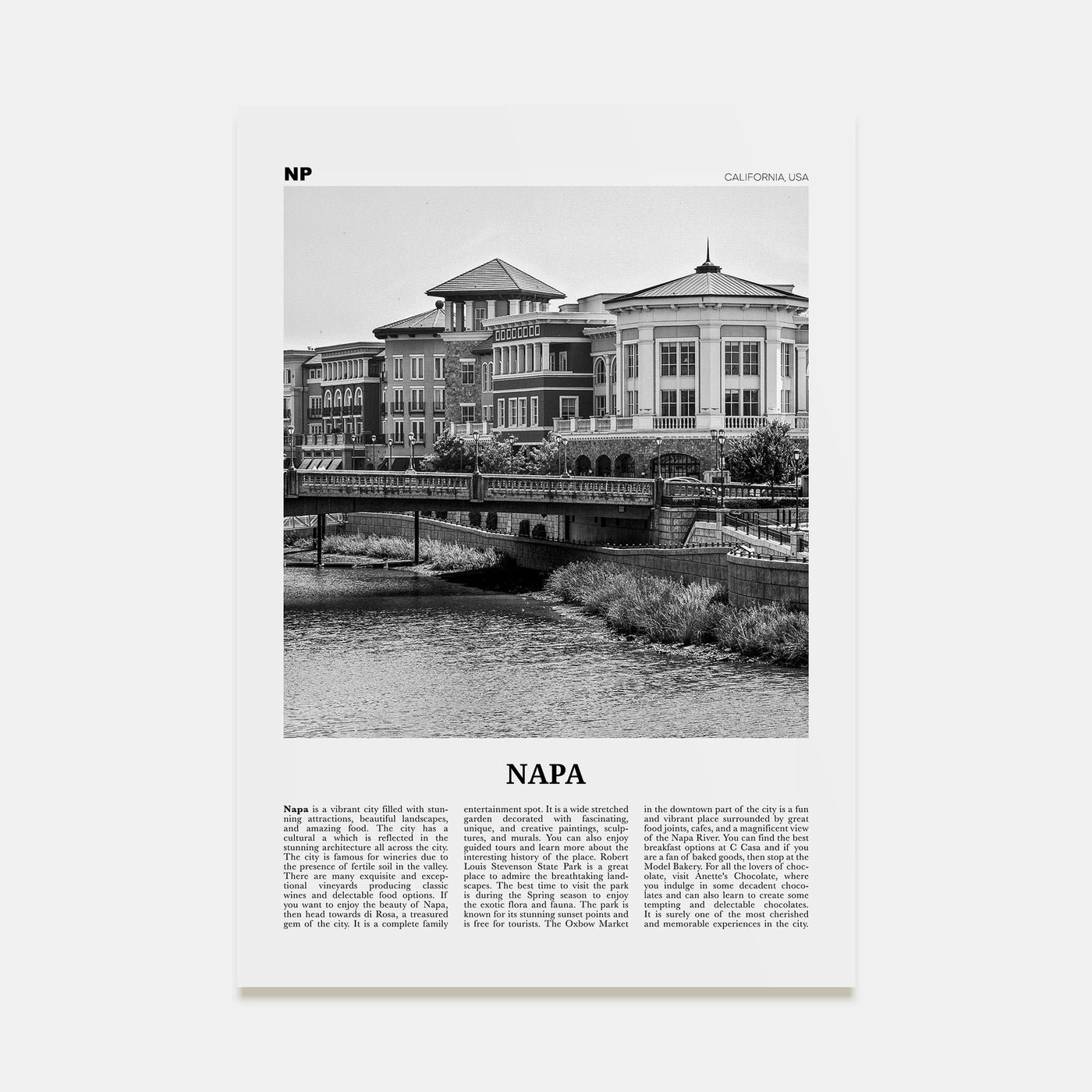 Napa Travel B&W Poster