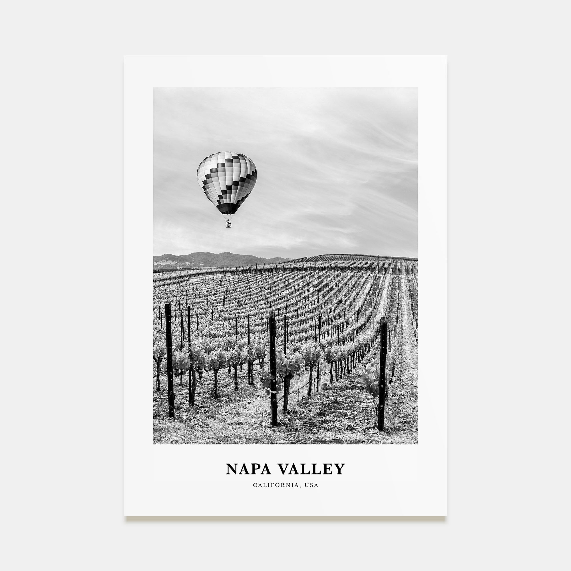 Napa Valley Portrait B&W Poster