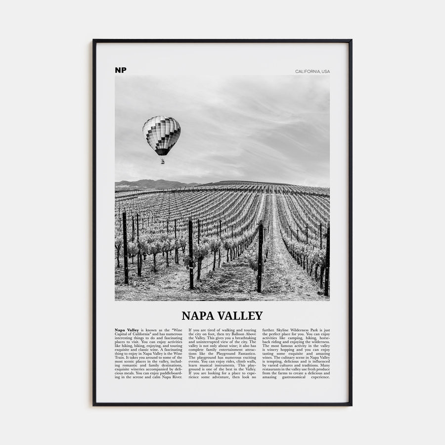 Napa Valley Travel B&W Poster