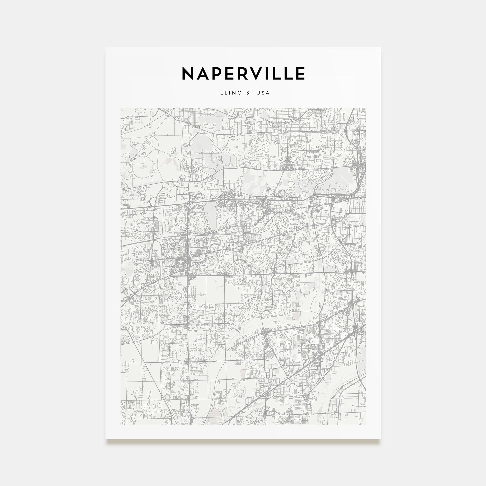 Naperville Map Portrait Poster