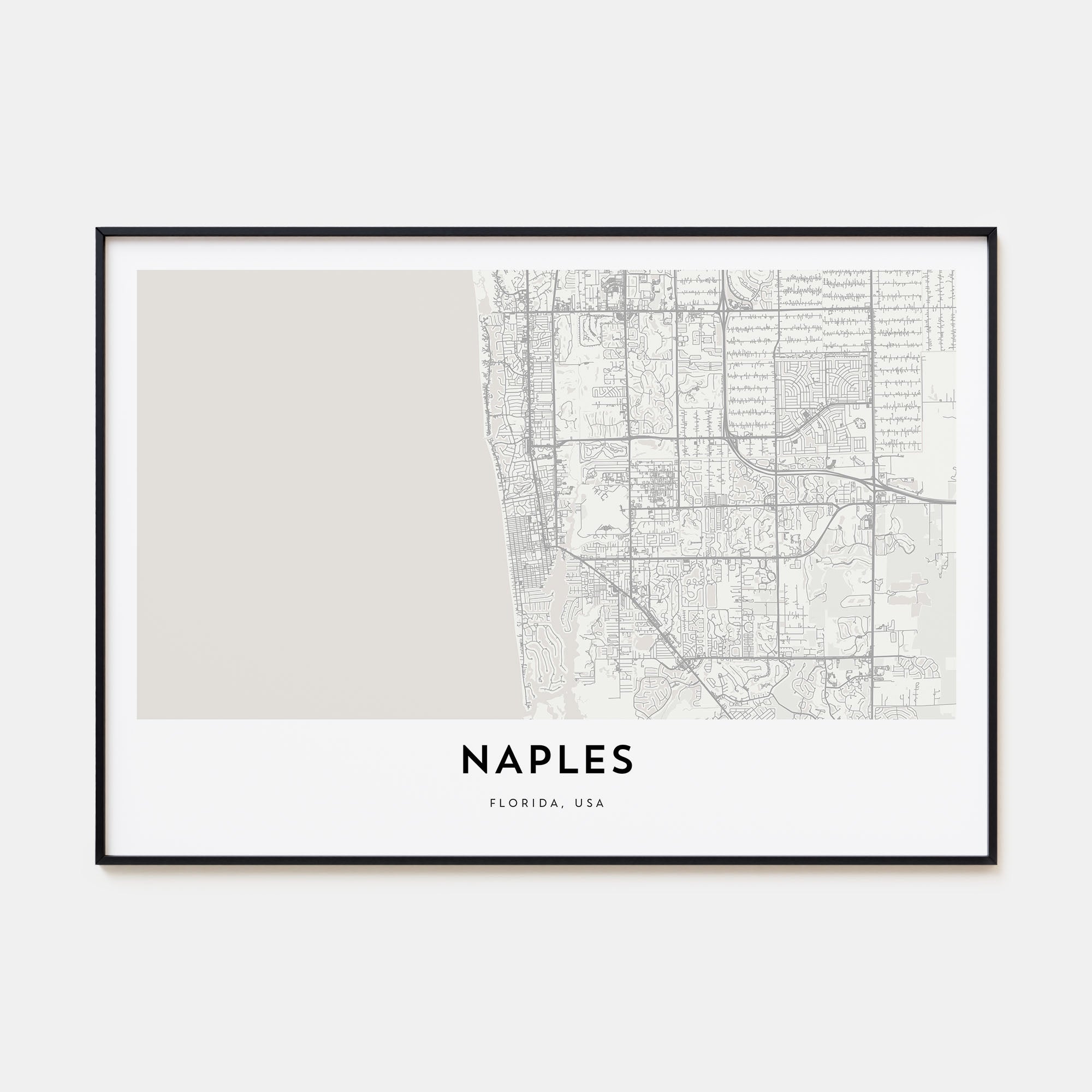 Naples, Florida Map Landscape Poster