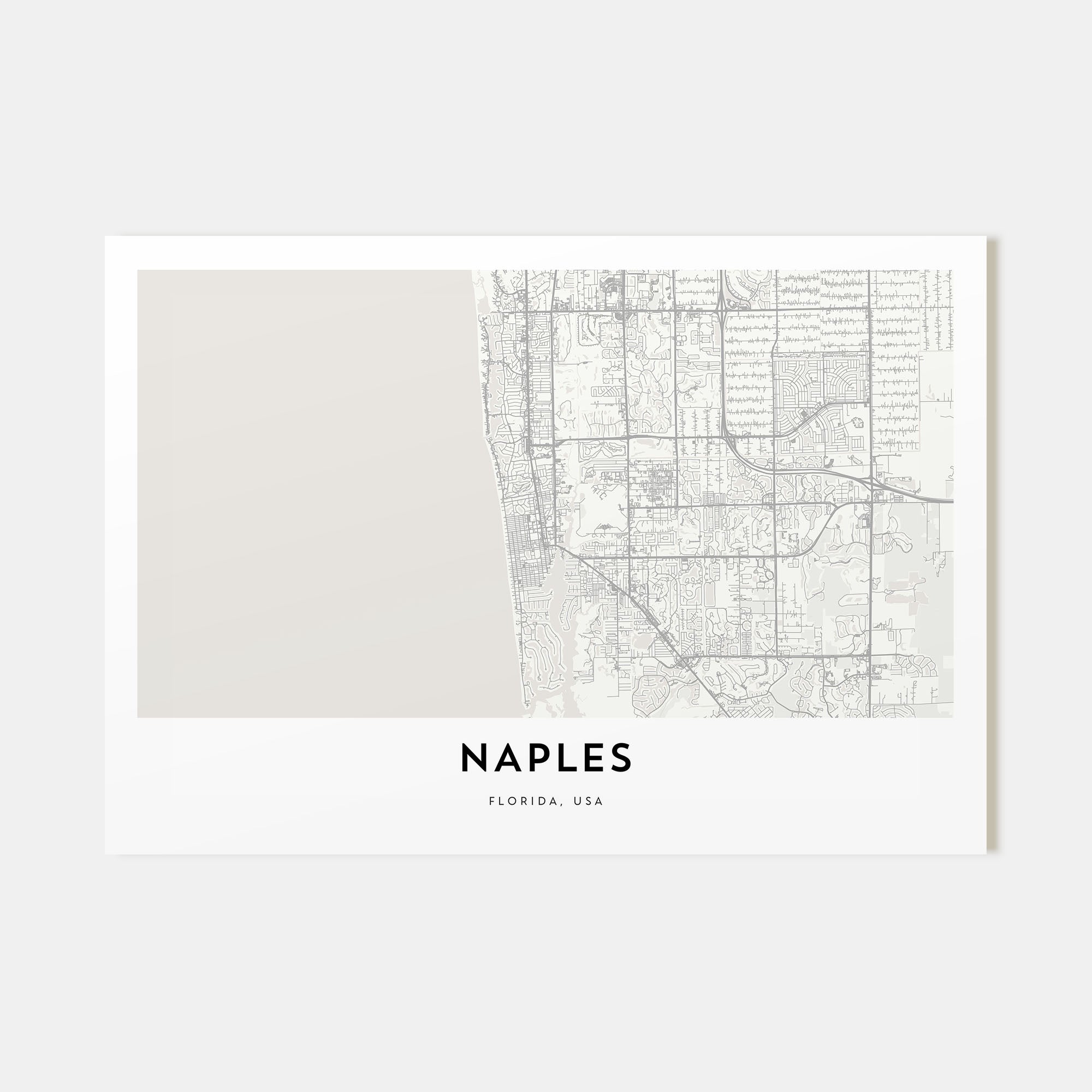 Naples, Florida Map Landscape Poster
