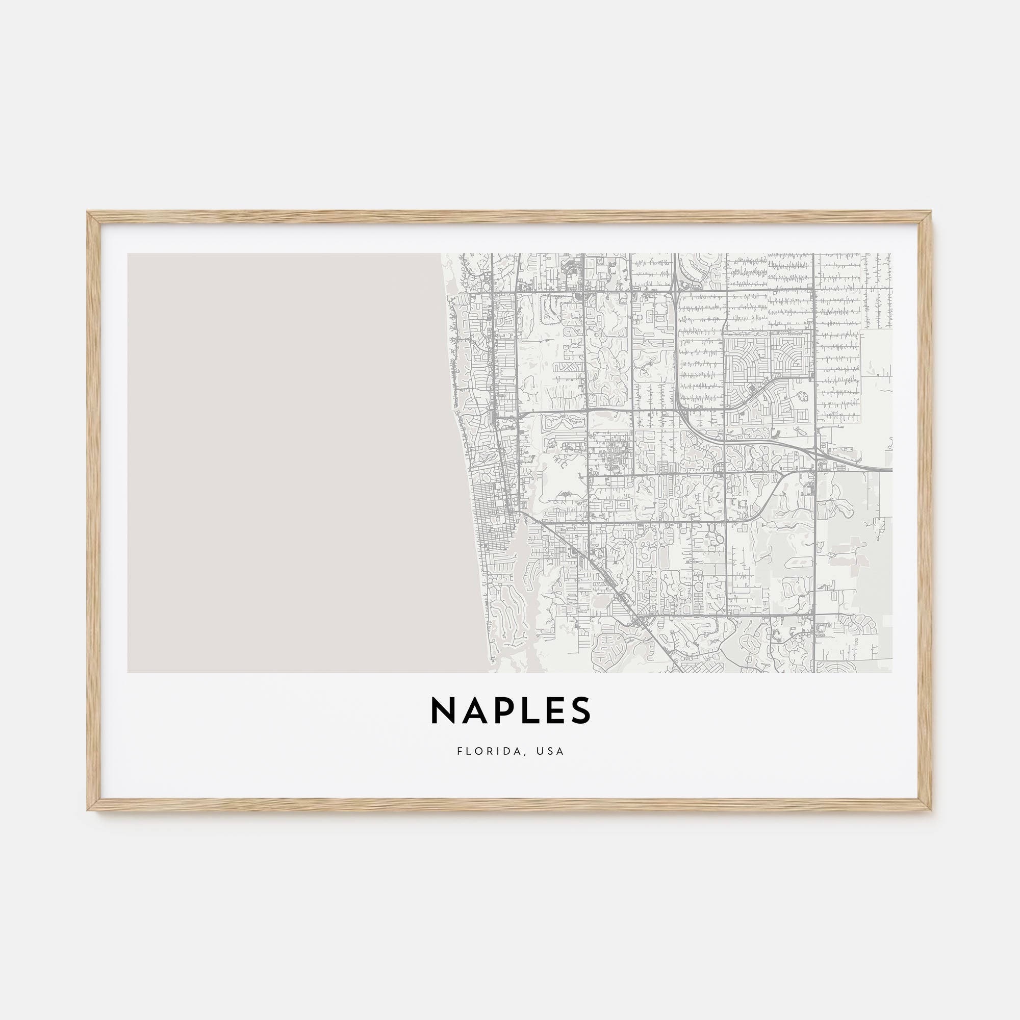 Naples, Florida Map Landscape Poster