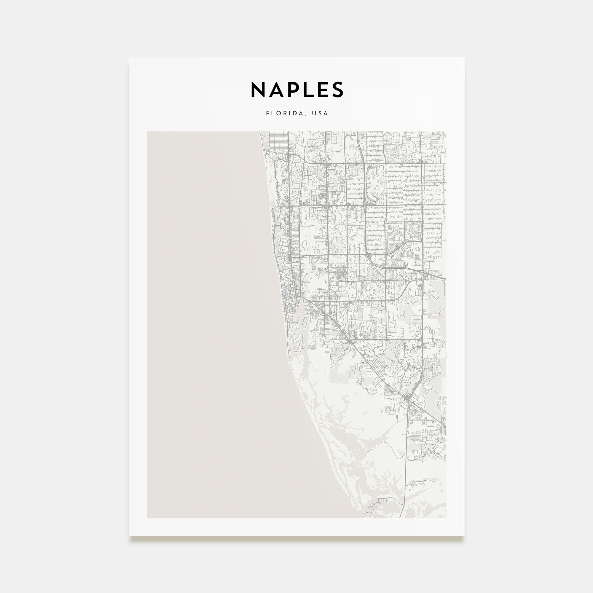 Naples, Florida Map Portrait Poster