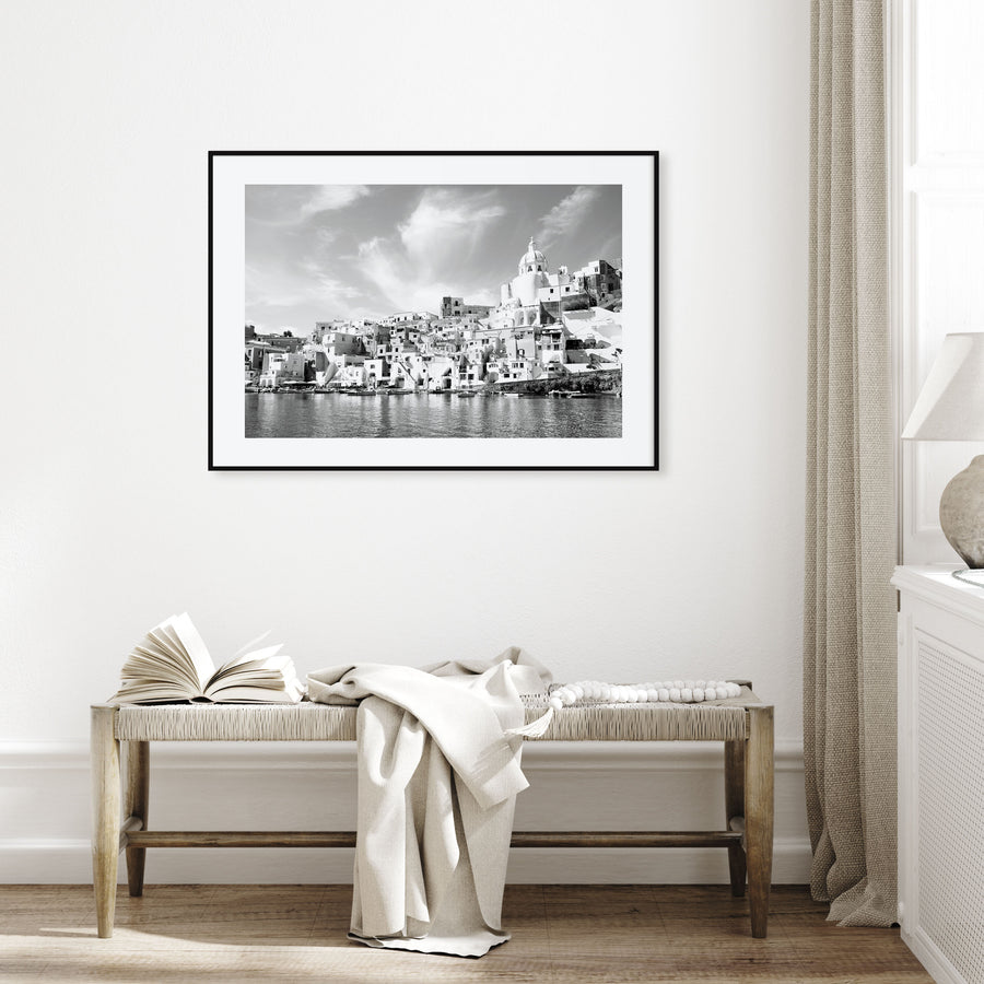 Naples, Italy Landscape B&W Poster