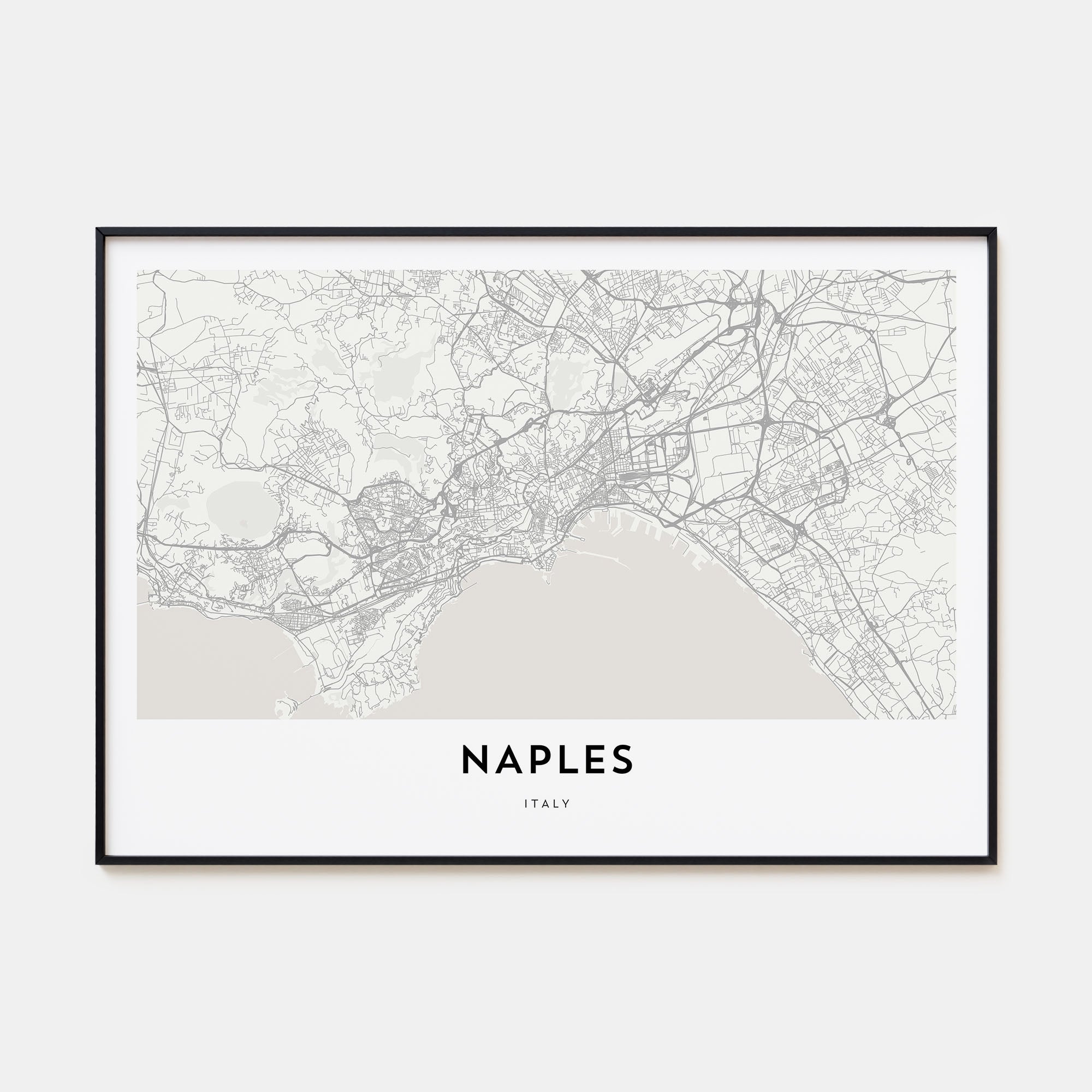 Naples, Italy Map Landscape Poster