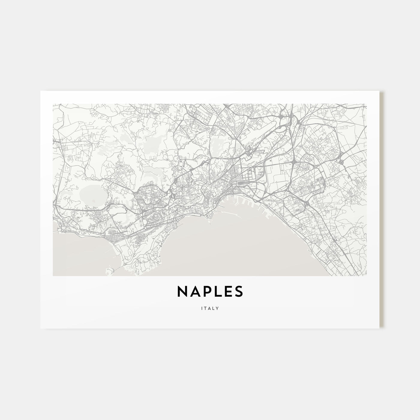 Naples, Italy Map Landscape Poster