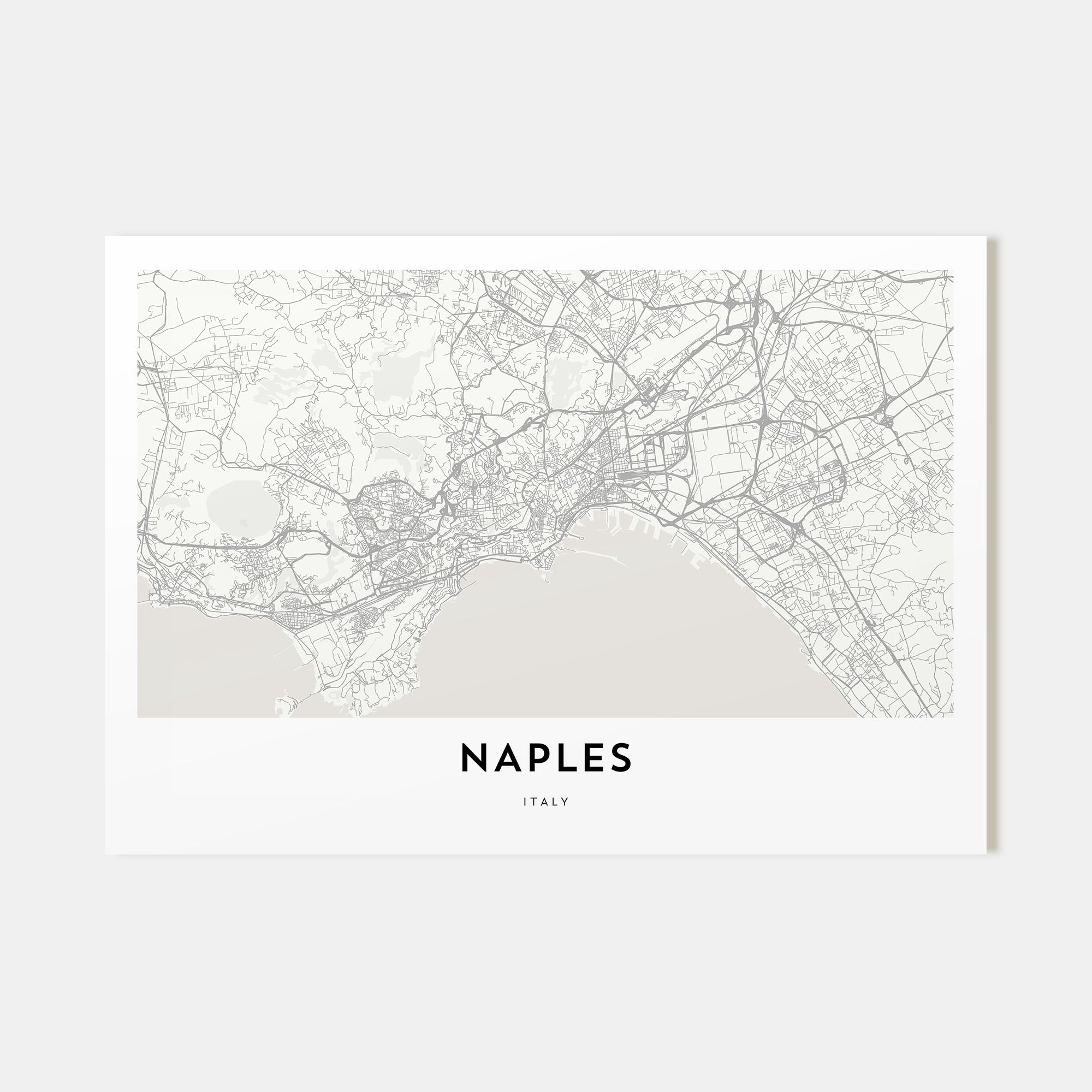 Naples, Italy Map Landscape Poster
