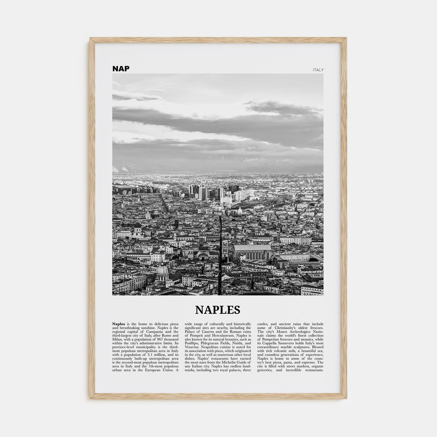 Naples, Italy Travel B&W No 2 Poster