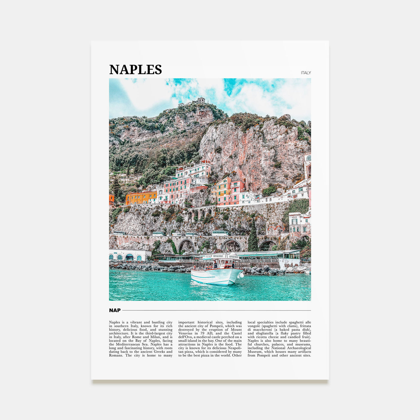 Naples, Italy Travel Color No 1 Poster