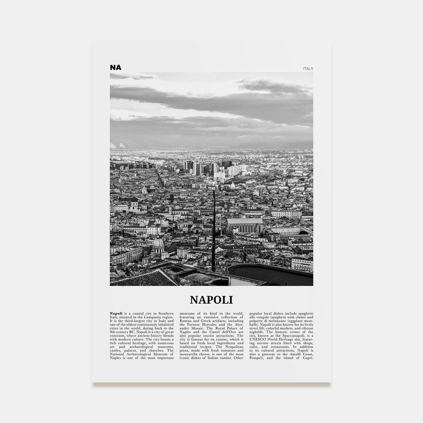 Napoli Travel B&W Poster