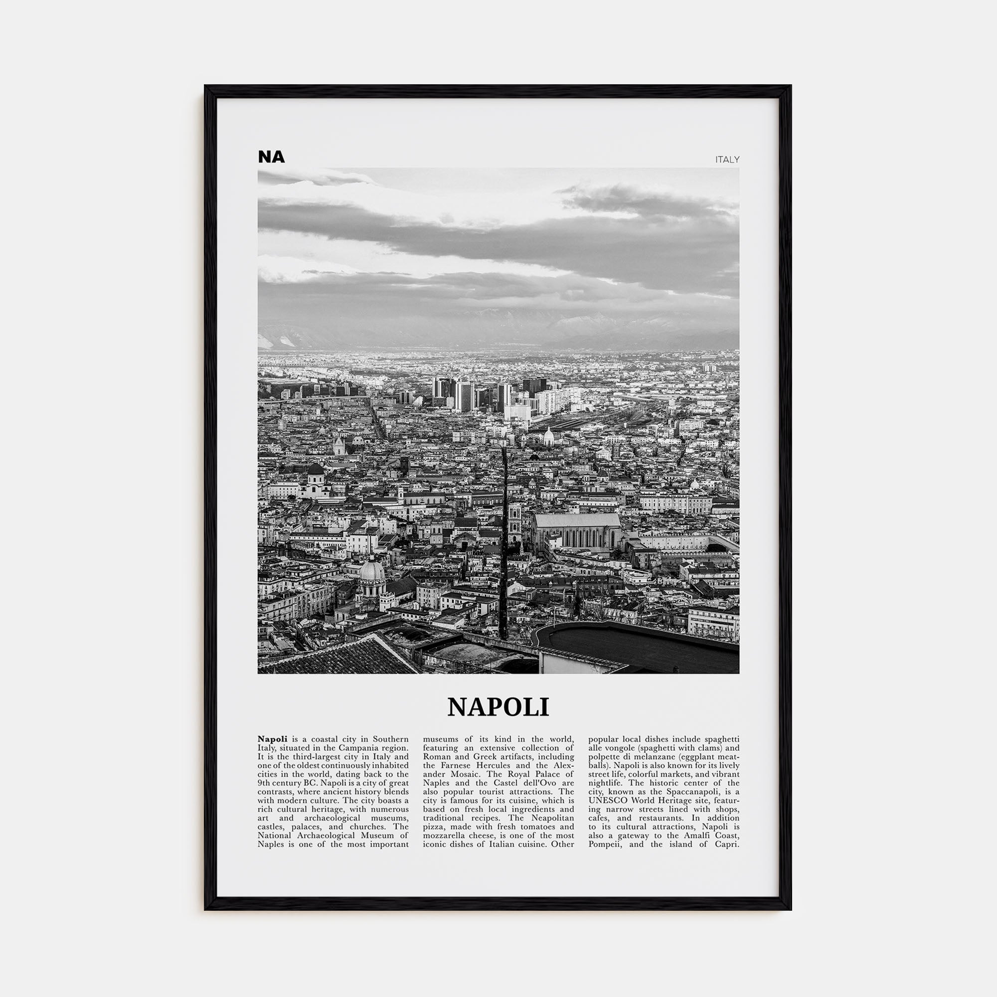 Napoli Travel B&W Poster