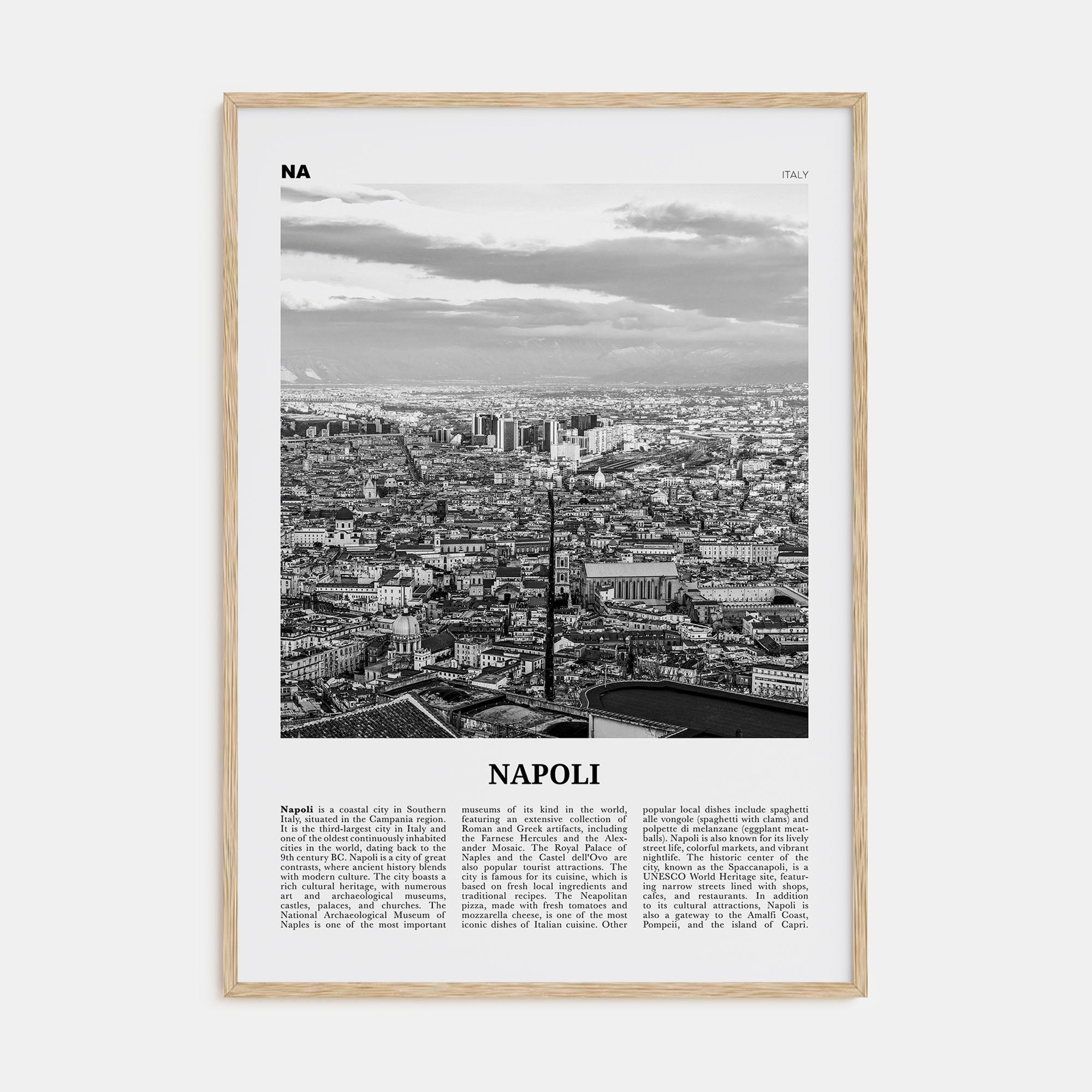 Napoli Travel B&W Poster