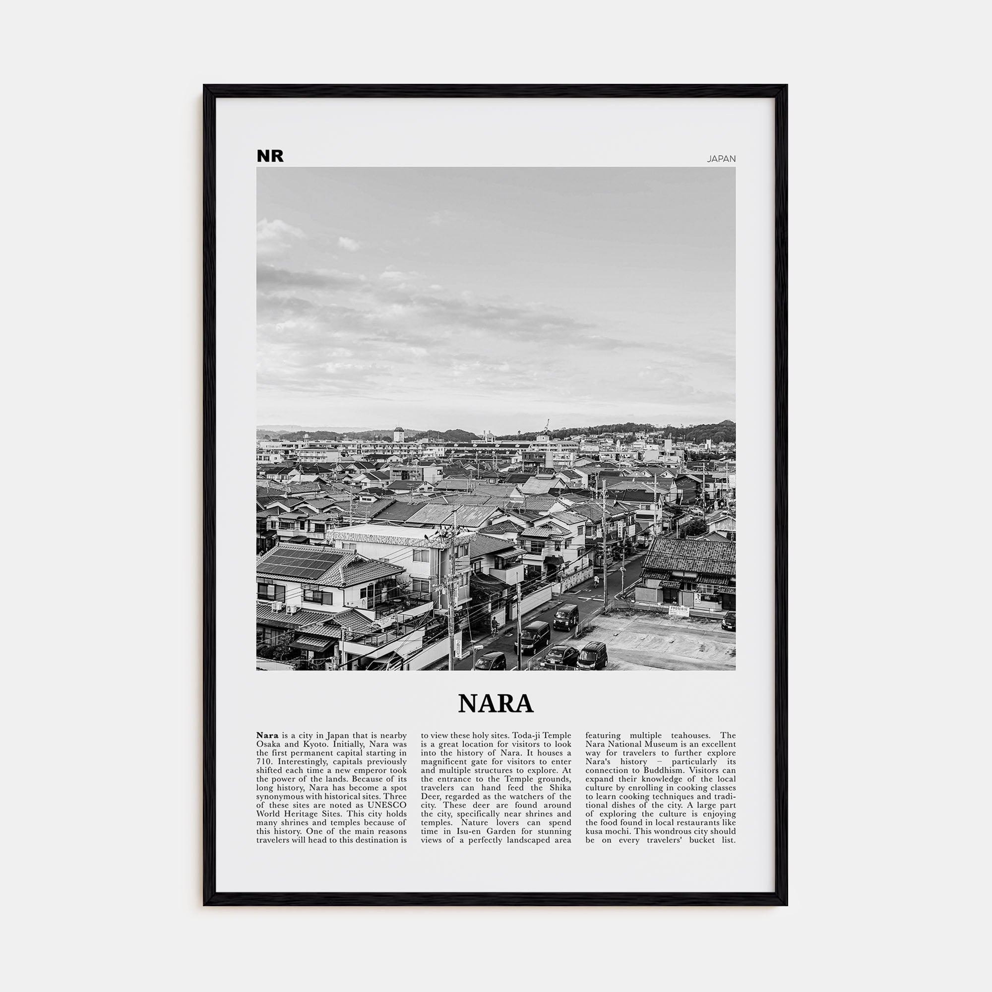 Nara Travel B&W Poster