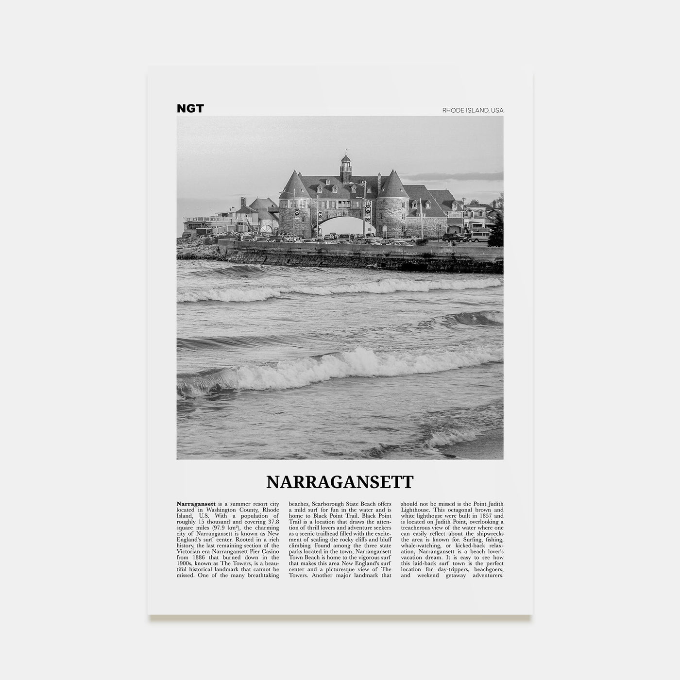 Narragansett Travel B&W No 2 Poster