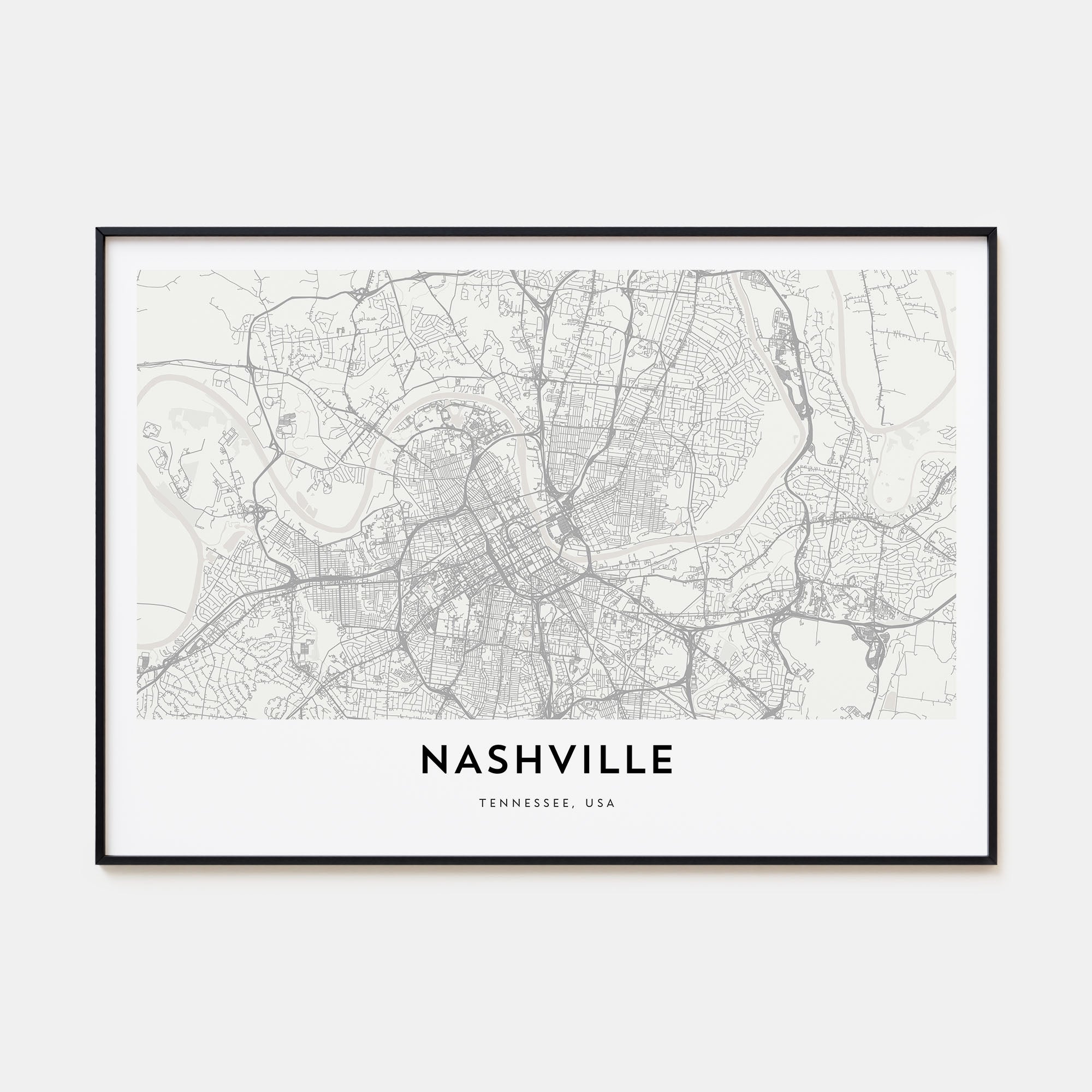 Nashville Map Landscape Poster