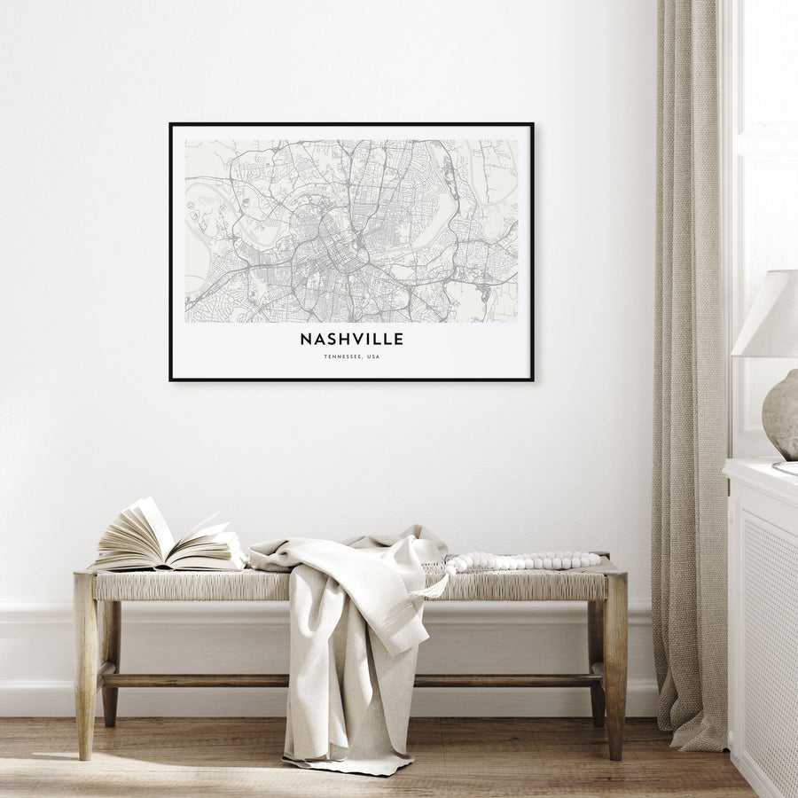 Nashville Map Landscape Poster