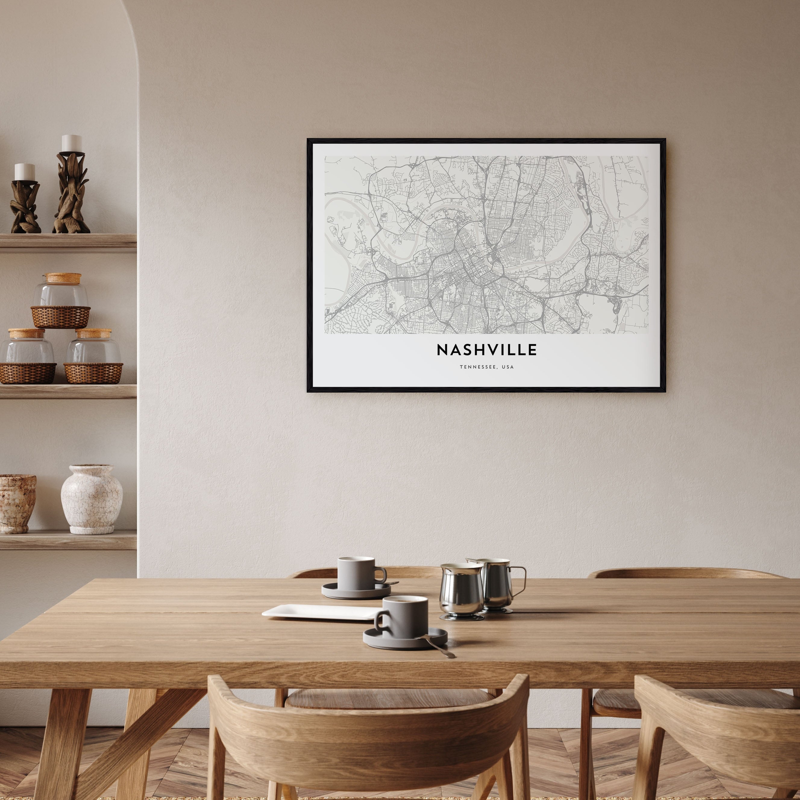 Nashville Map Landscape Poster