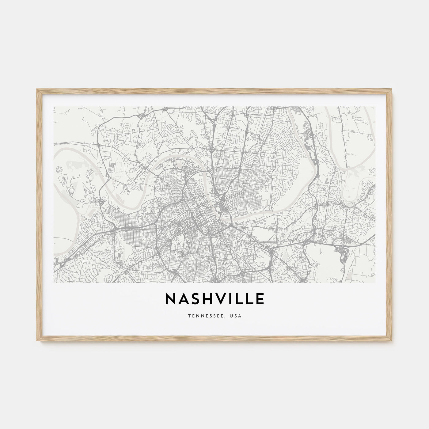 Nashville Map Landscape Poster
