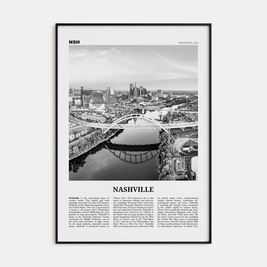 Nashville Travel B&W No 1 Poster