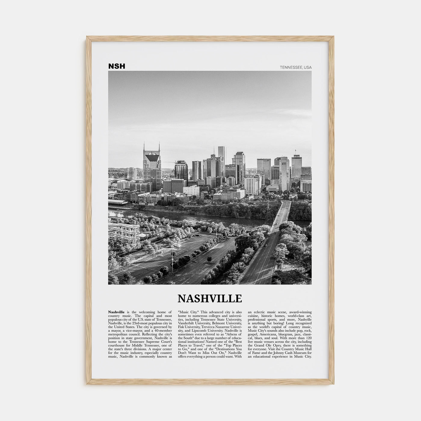 Nashville Travel B&W No 2 Poster