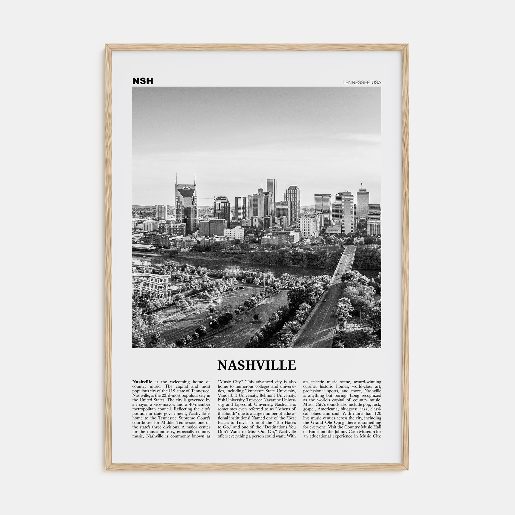 Nashville Travel B&W No 2 Poster