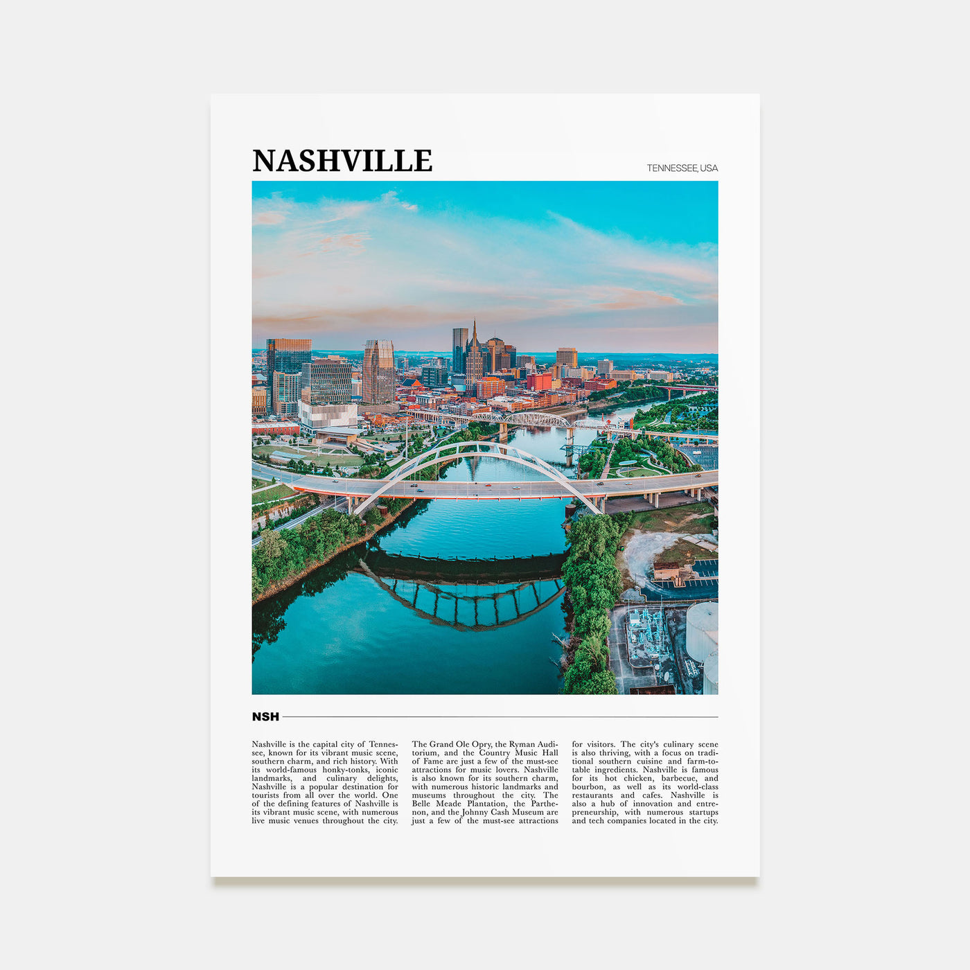 Nashville Travel Color Poster