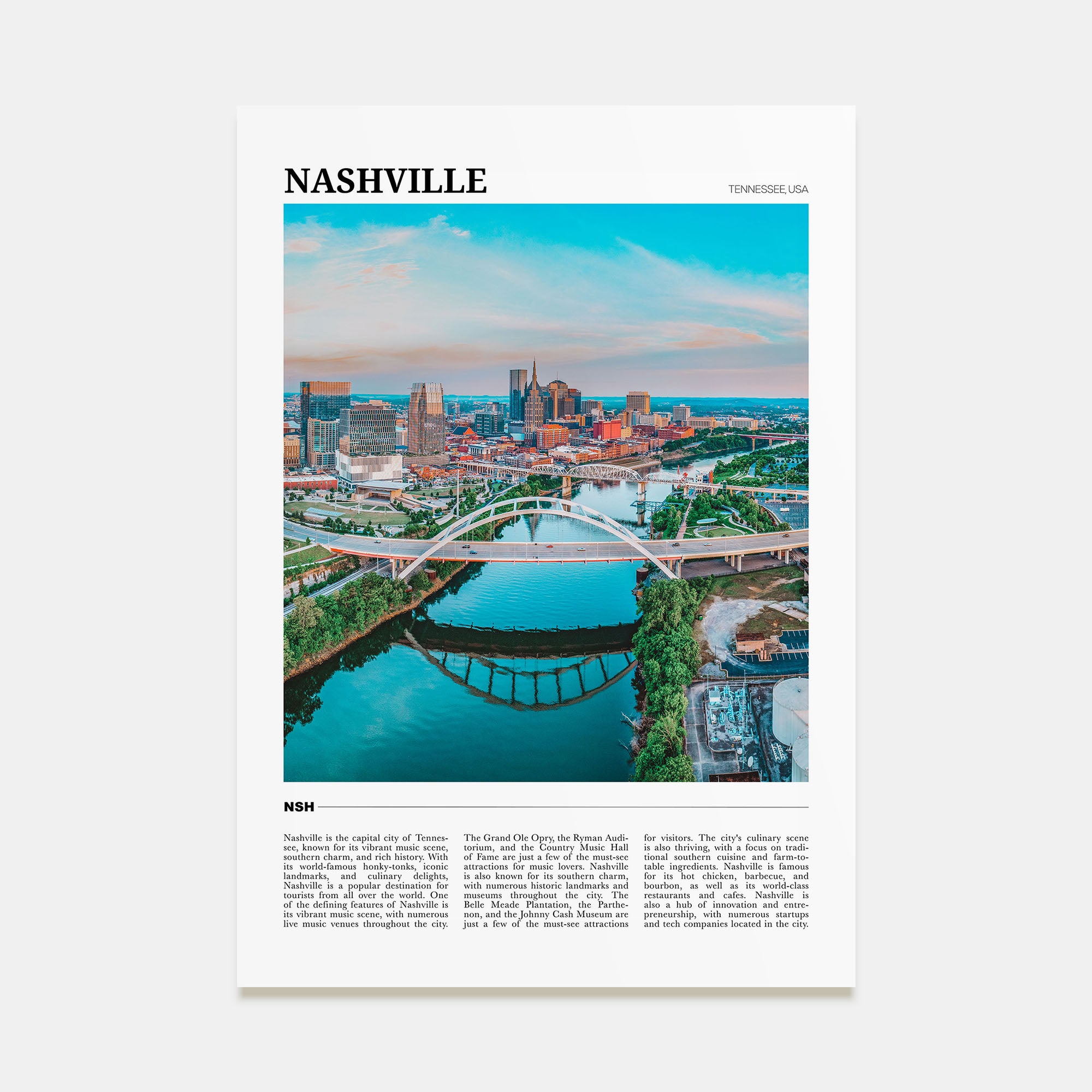 Nashville Travel Color Poster