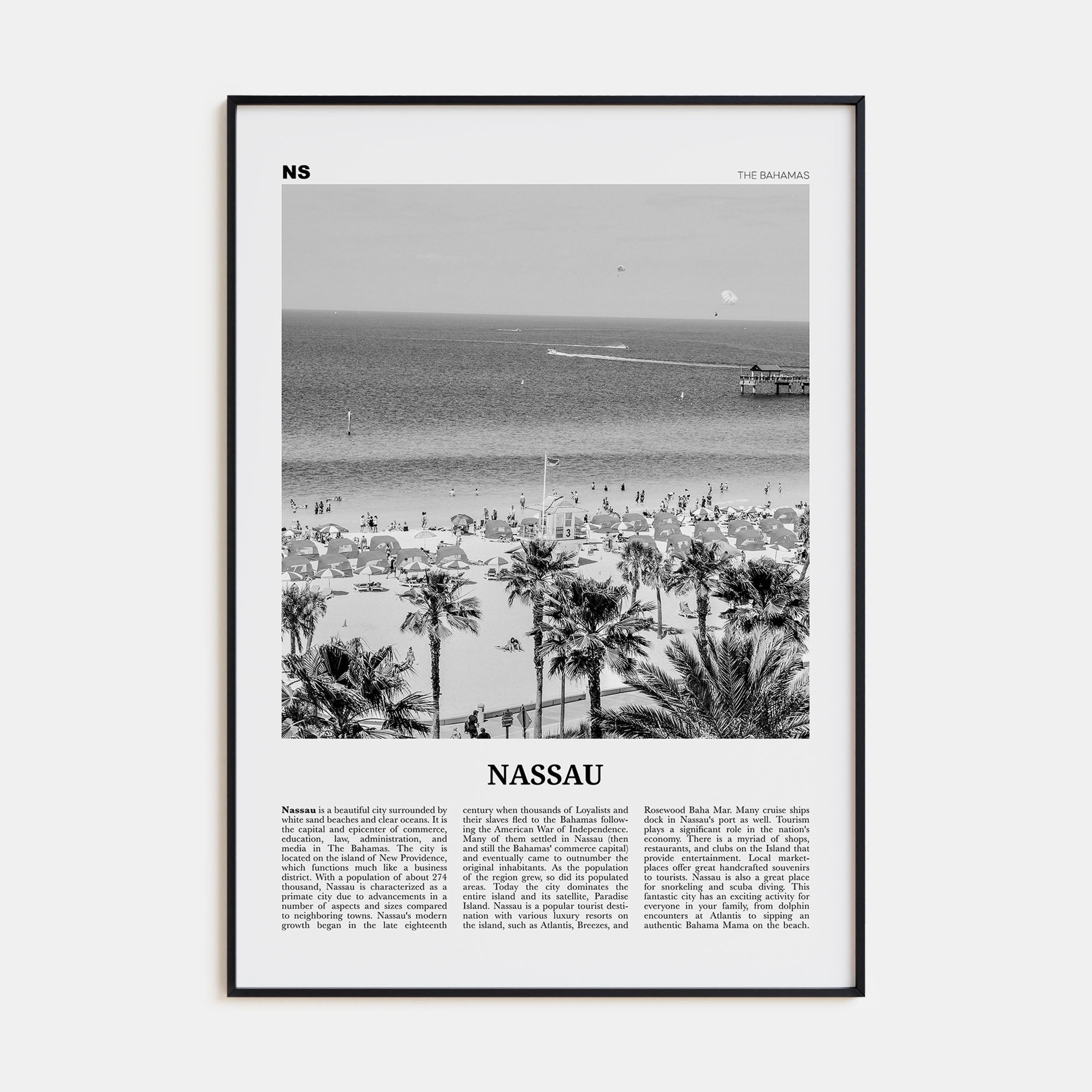 Nassau Travel B&W Poster