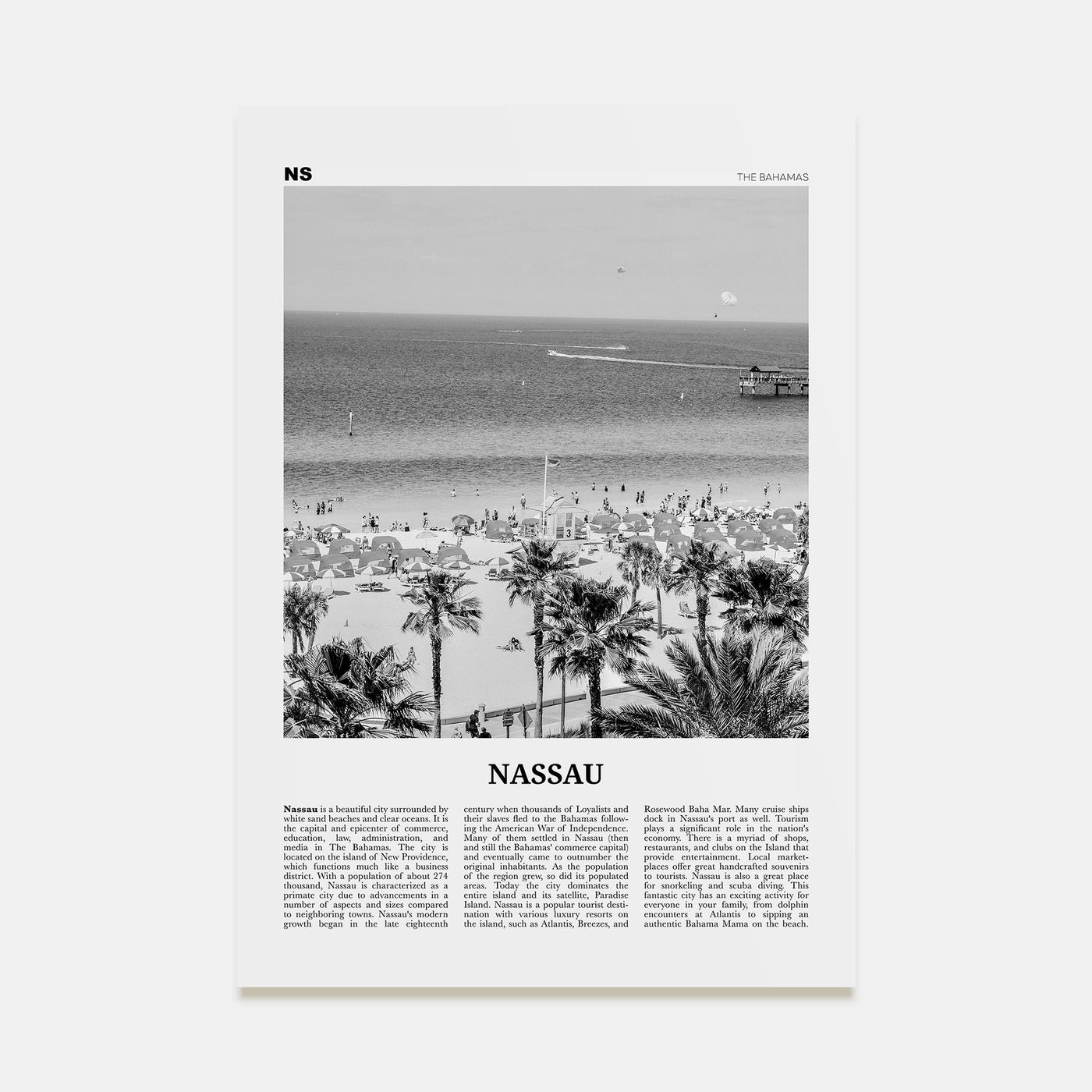Nassau Travel B&W Poster