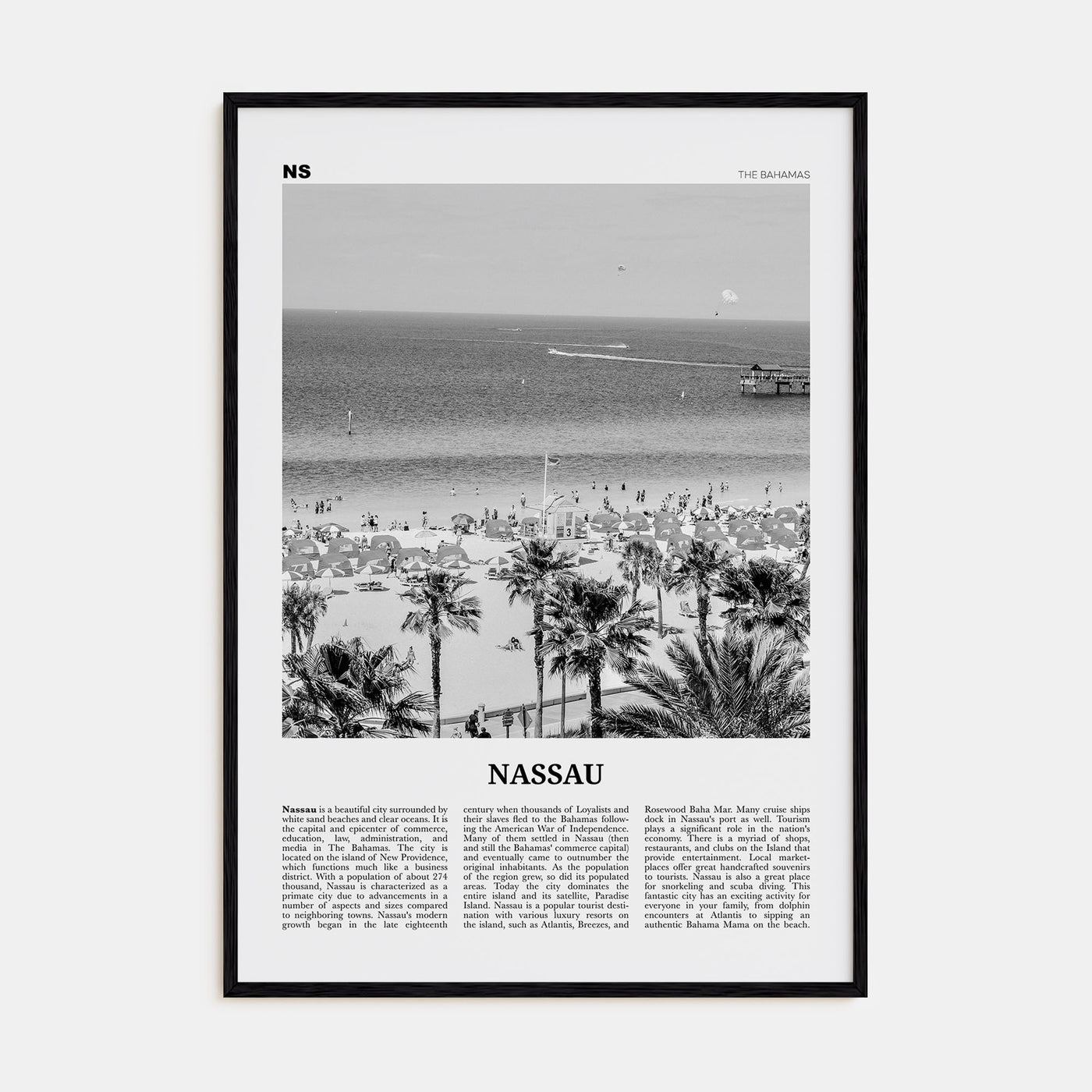 Nassau Travel B&W Poster