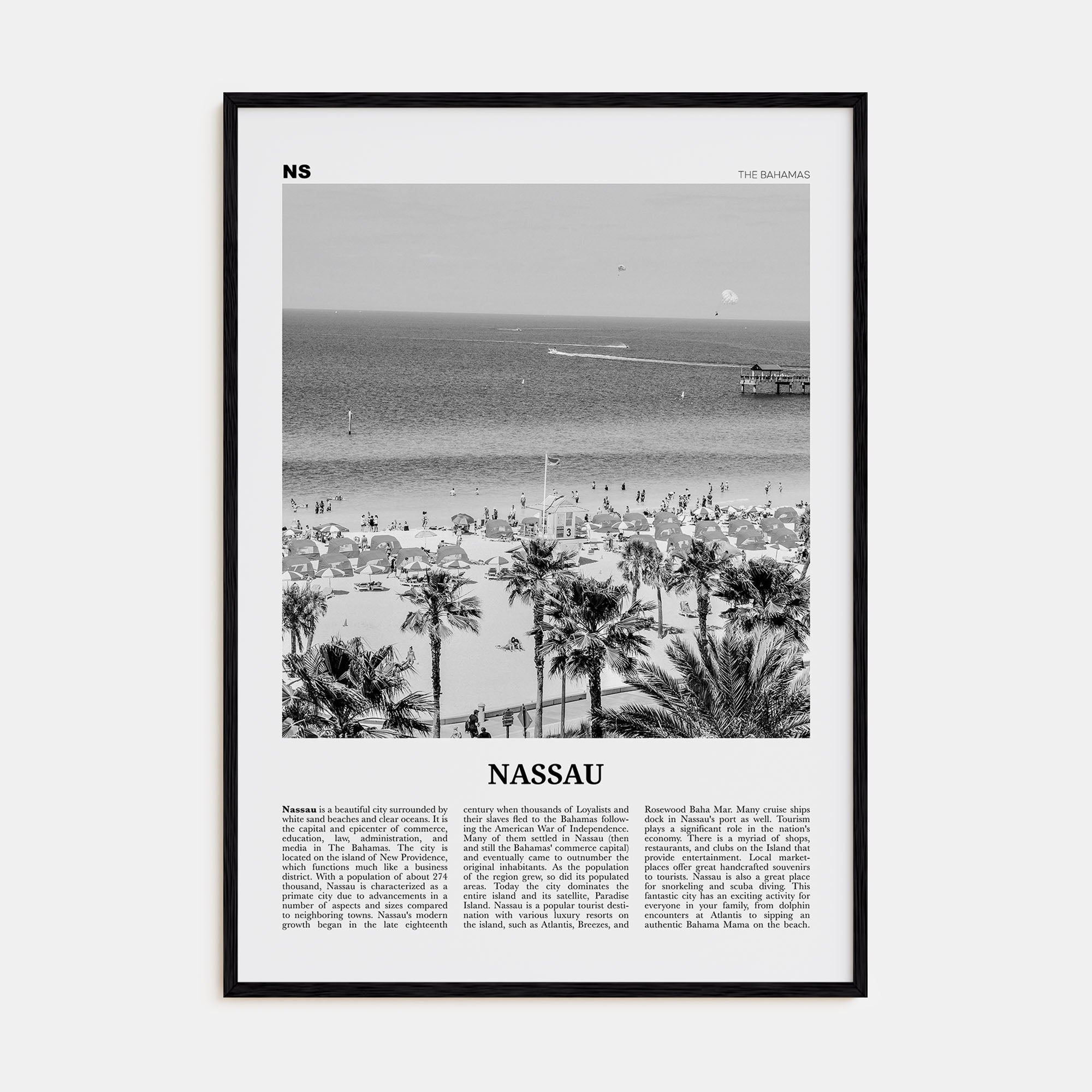 Nassau Travel B&W Poster