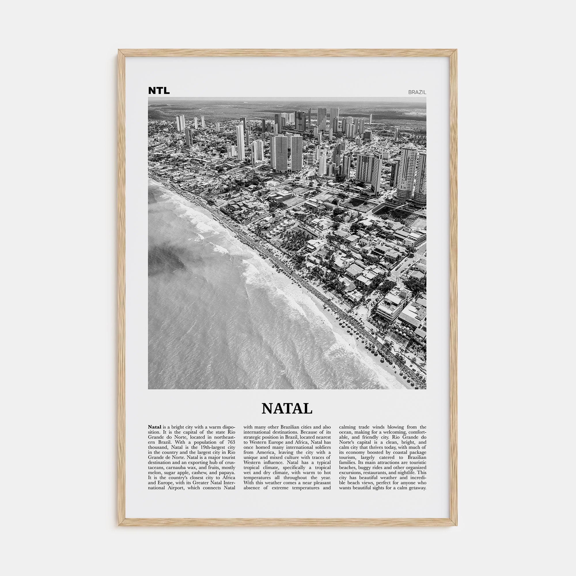 Natal Travel B&W Poster
