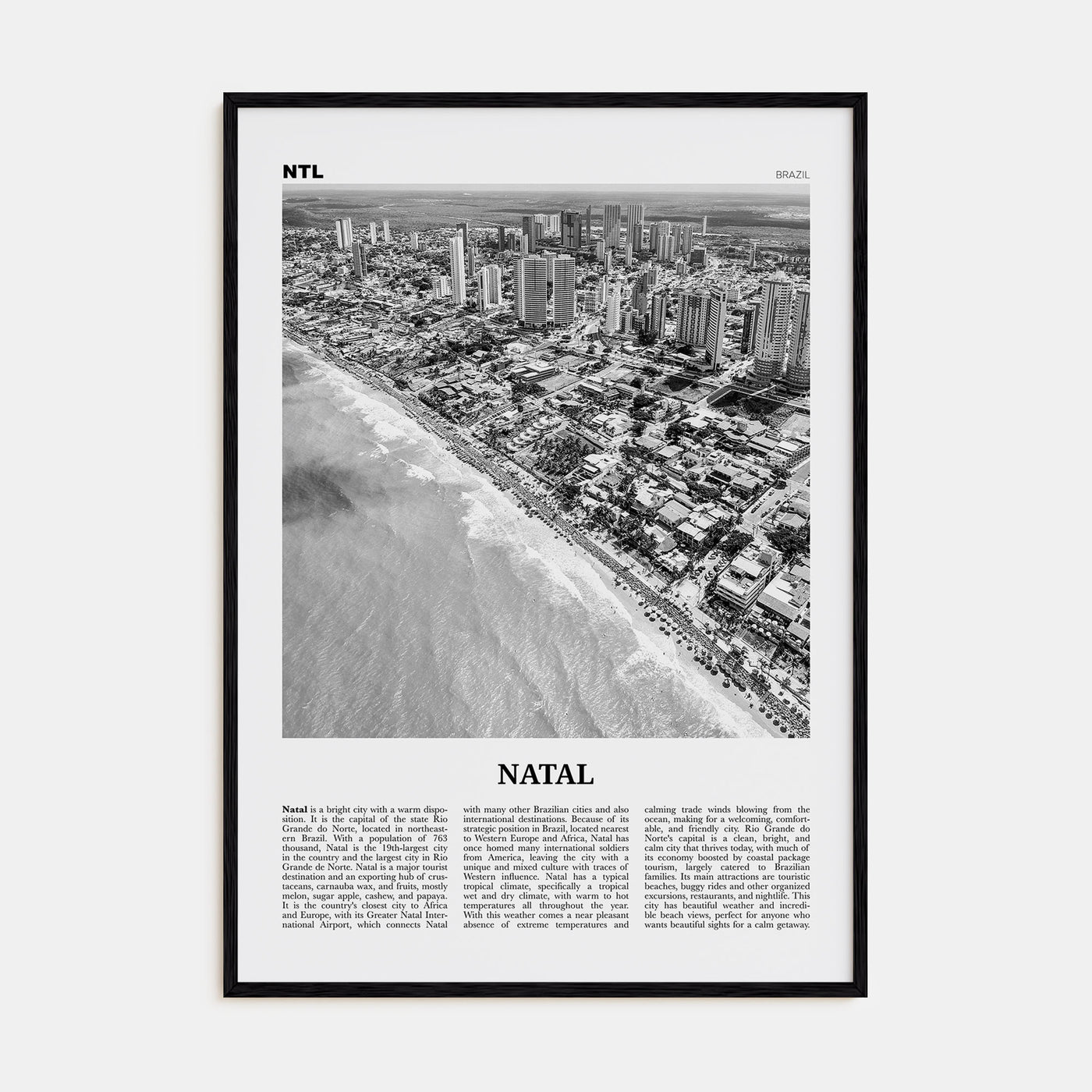 Natal Travel B&W Poster