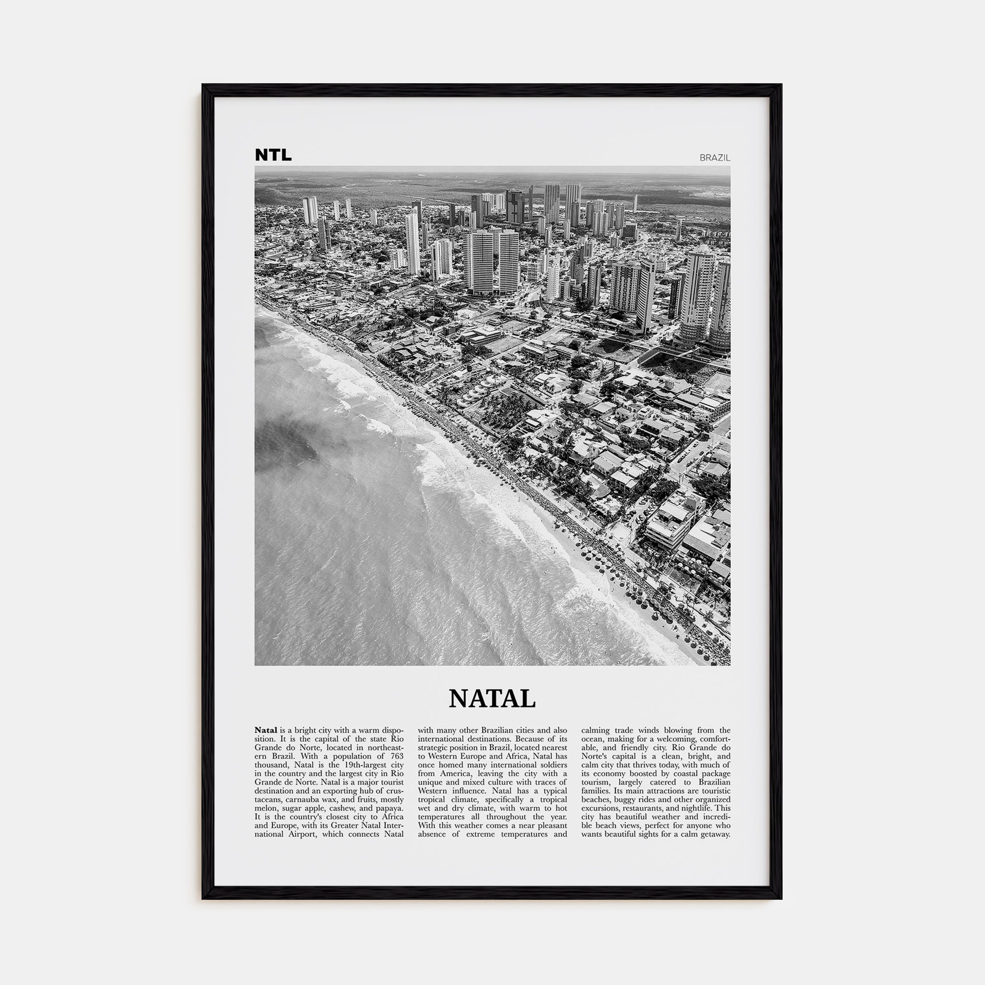 Natal Travel B&W Poster