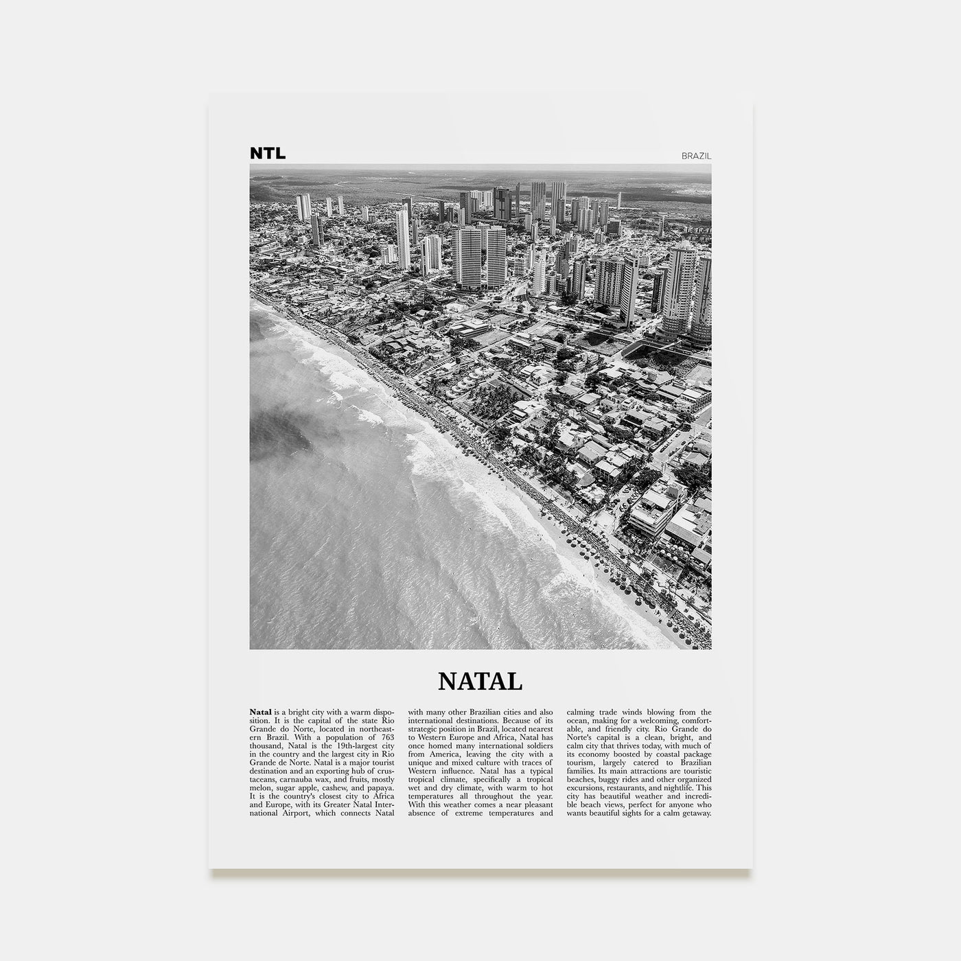 Natal Travel B&W Poster