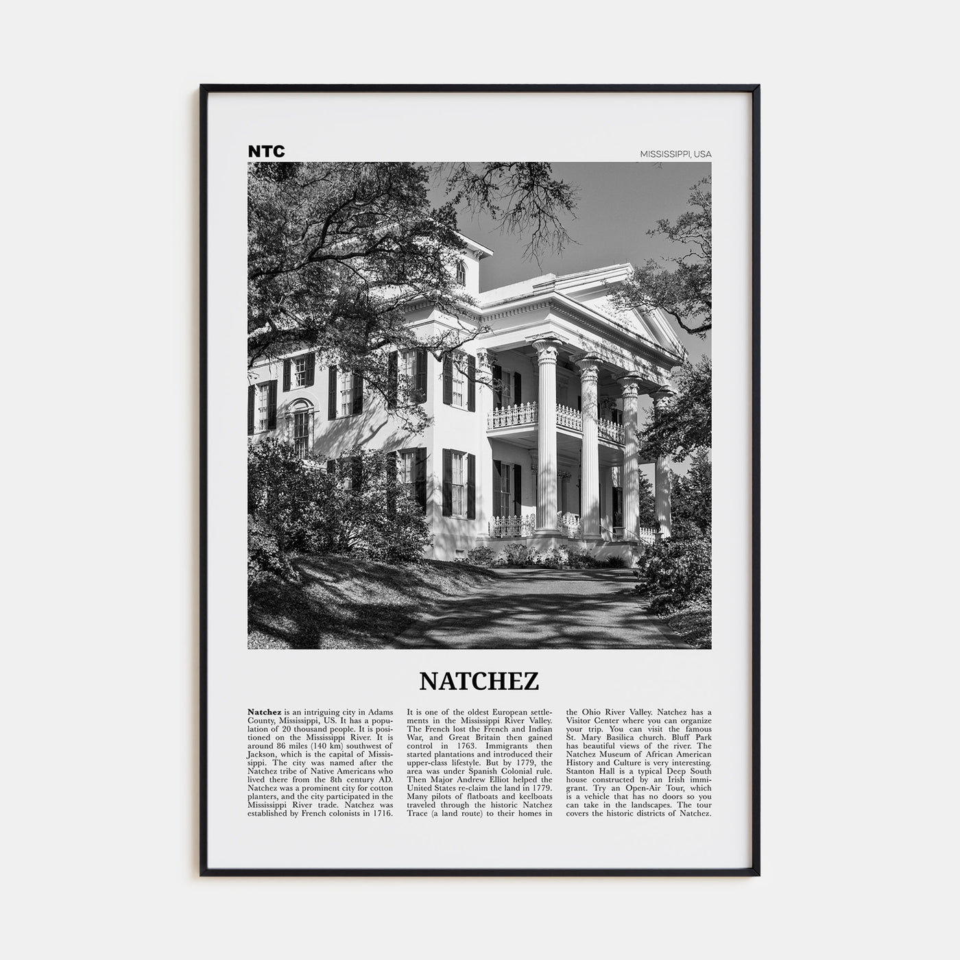 Natchez Travel B&W Poster