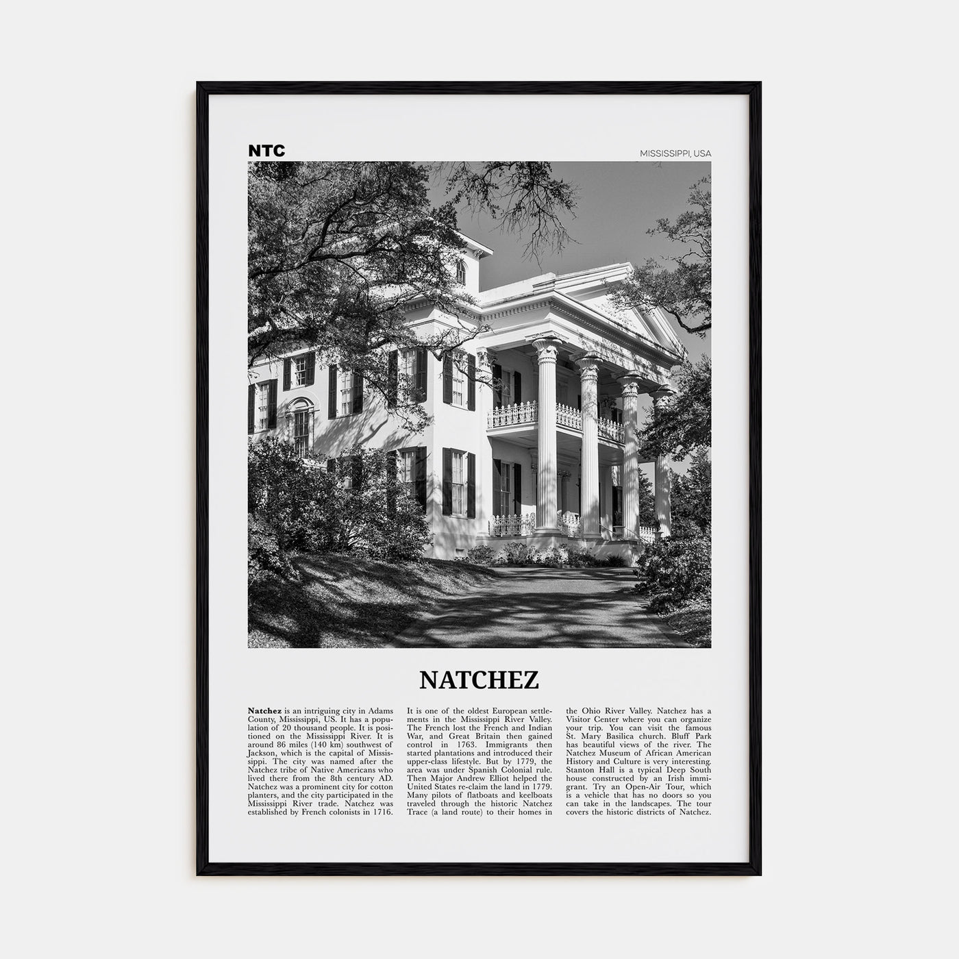 Natchez Travel B&W Poster