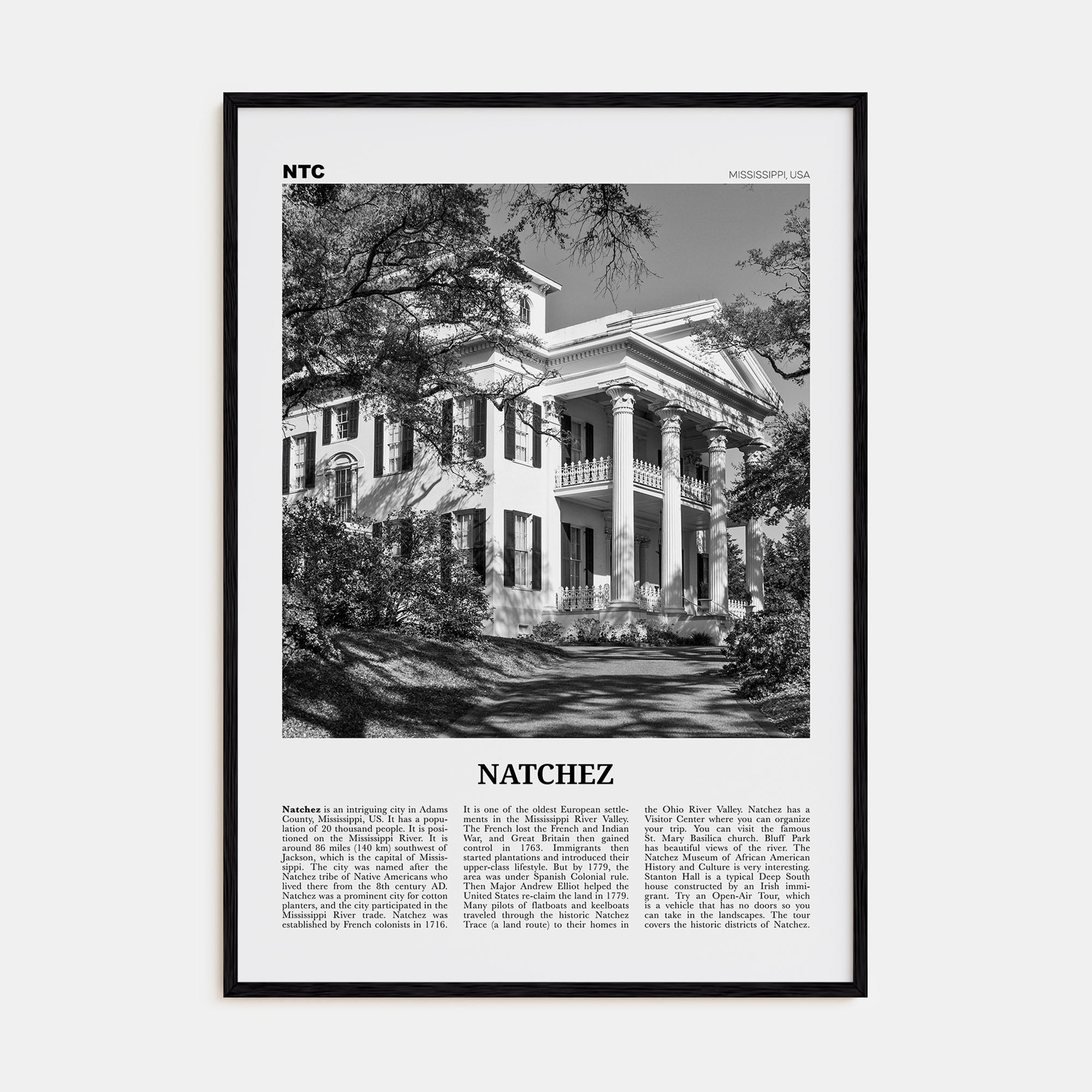 Natchez Travel B&W Poster