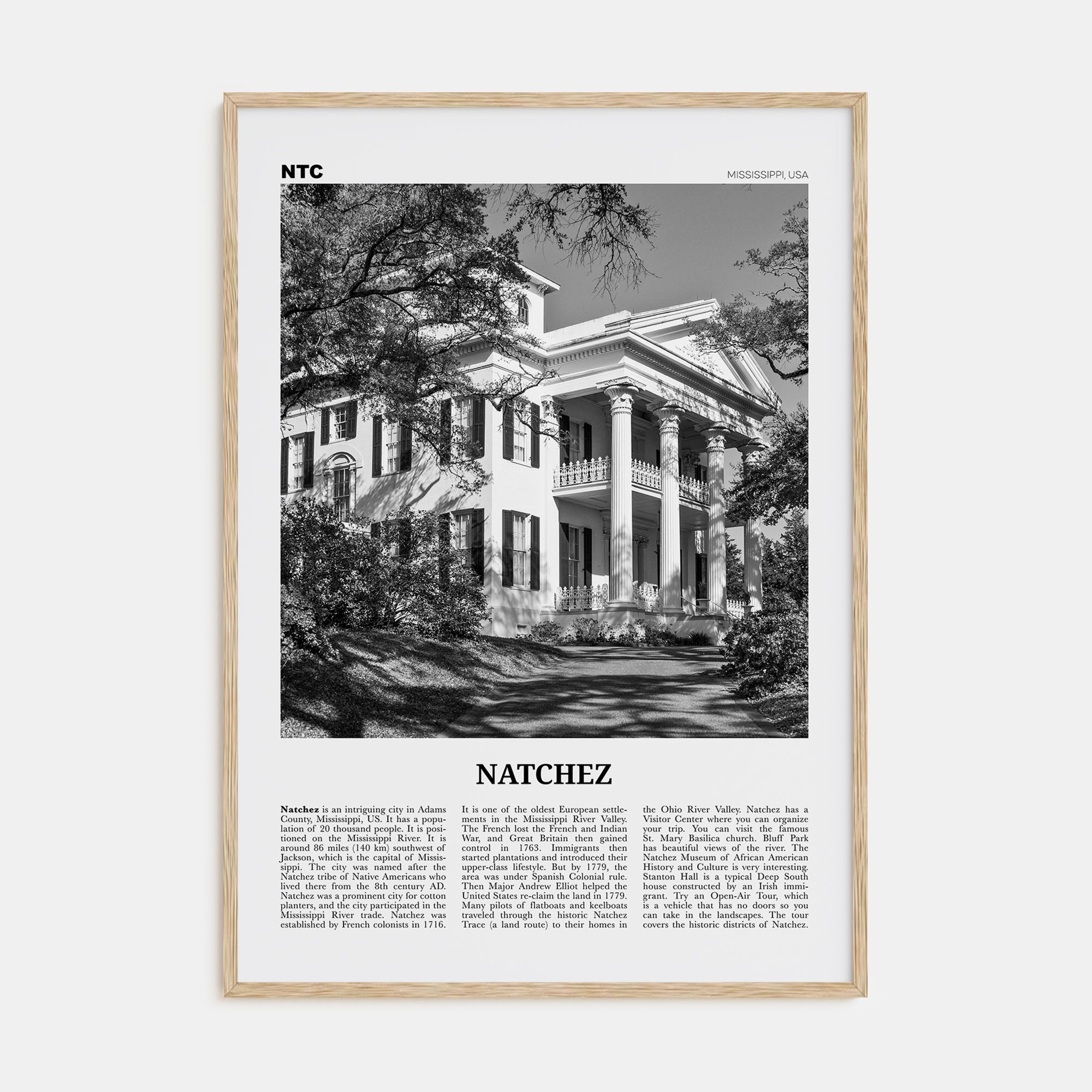 Natchez Travel B&W Poster