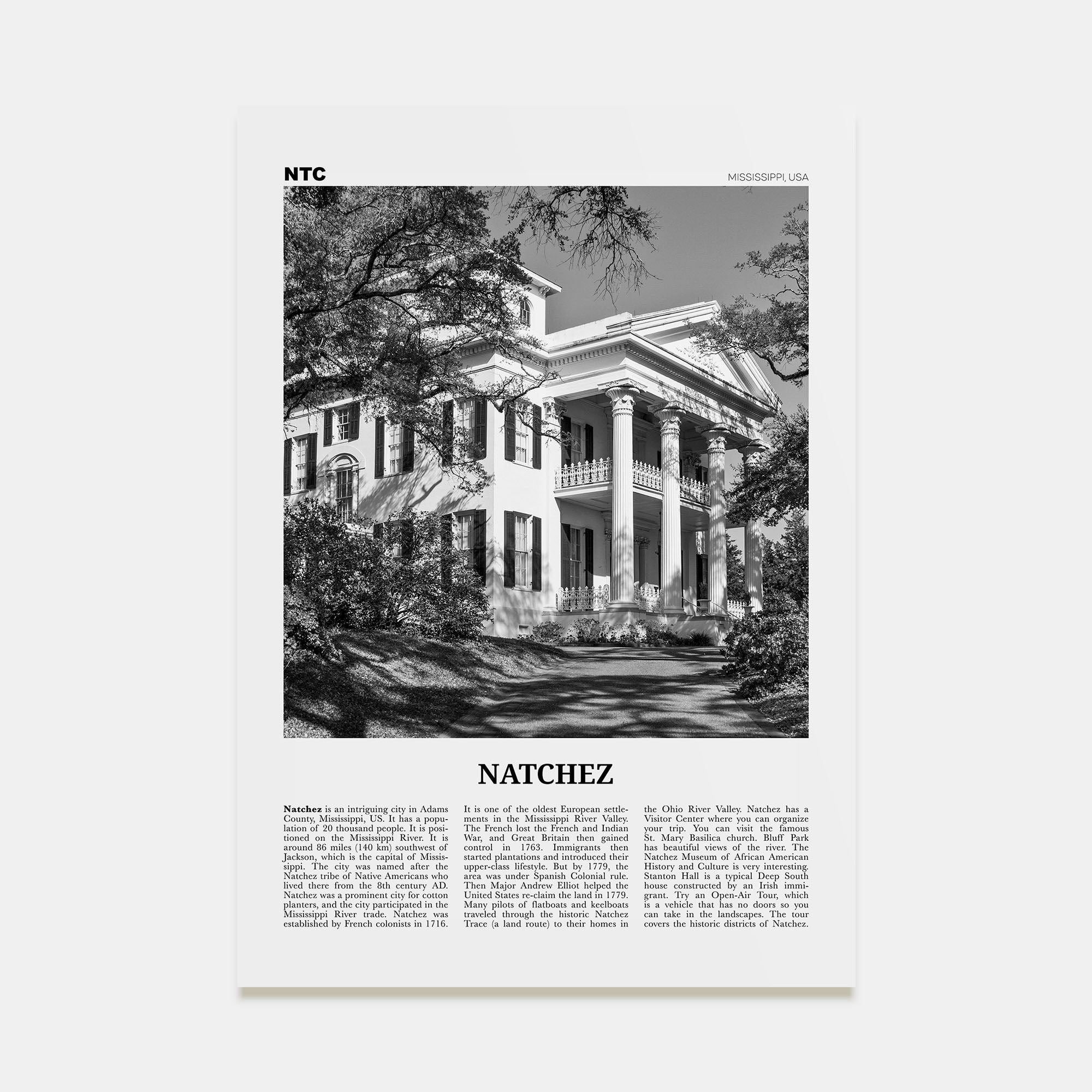 Natchez Travel B&W Poster