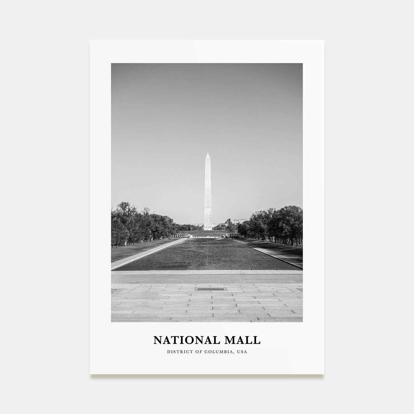 National Mall Portrait B&W Poster