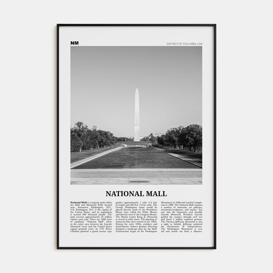 National Mall Travel B&W Poster