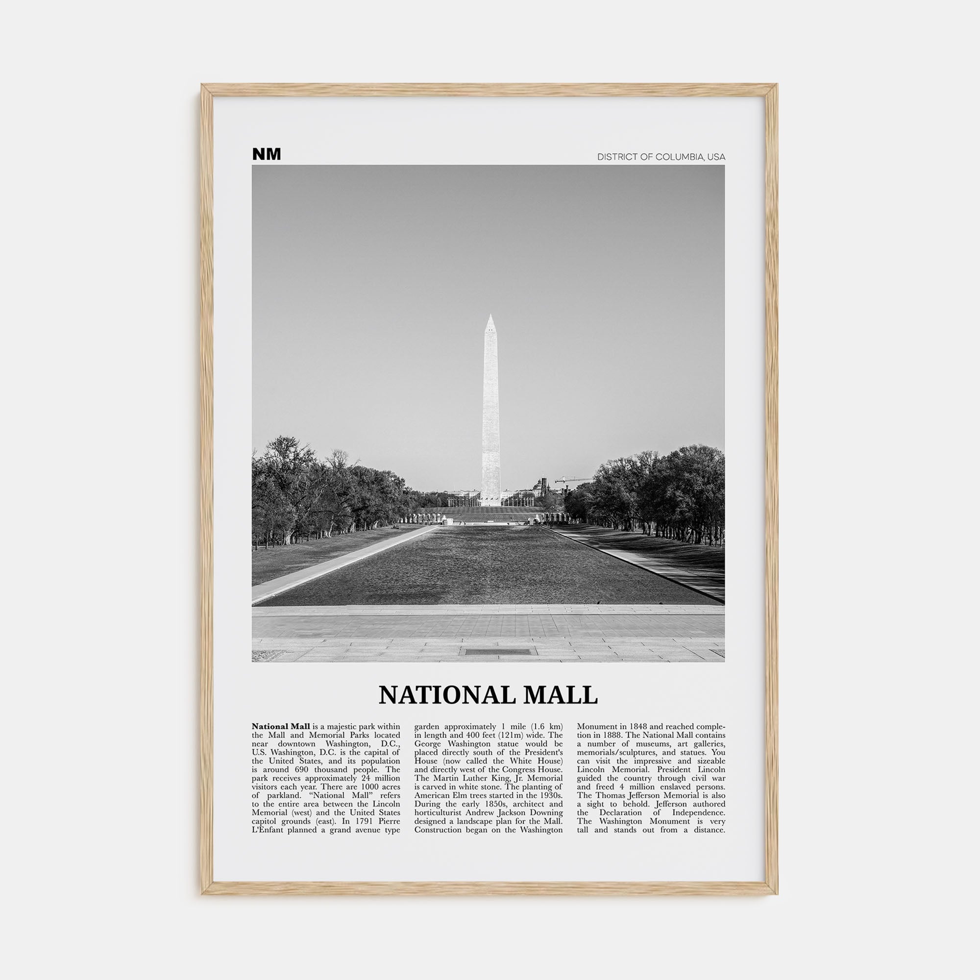 National Mall Travel B&W Poster