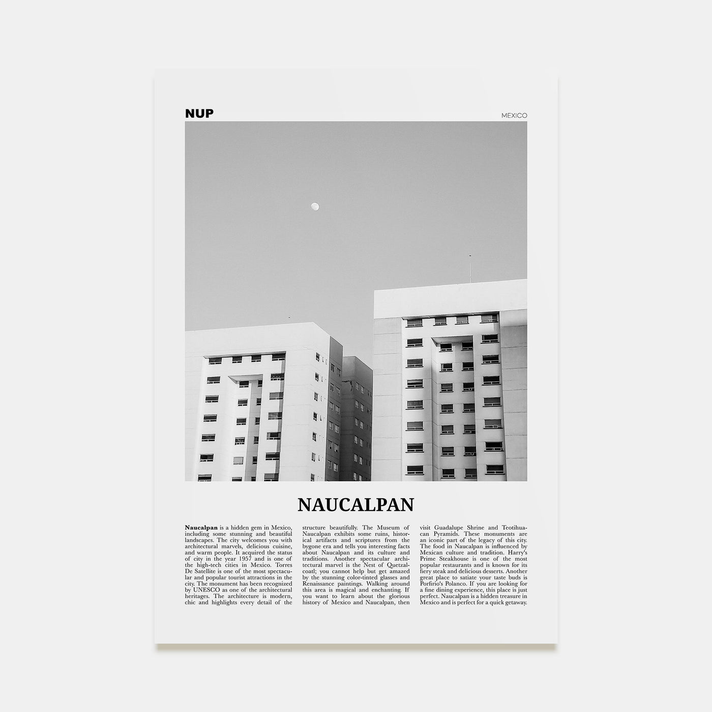 Naucalpan Travel B&W Poster