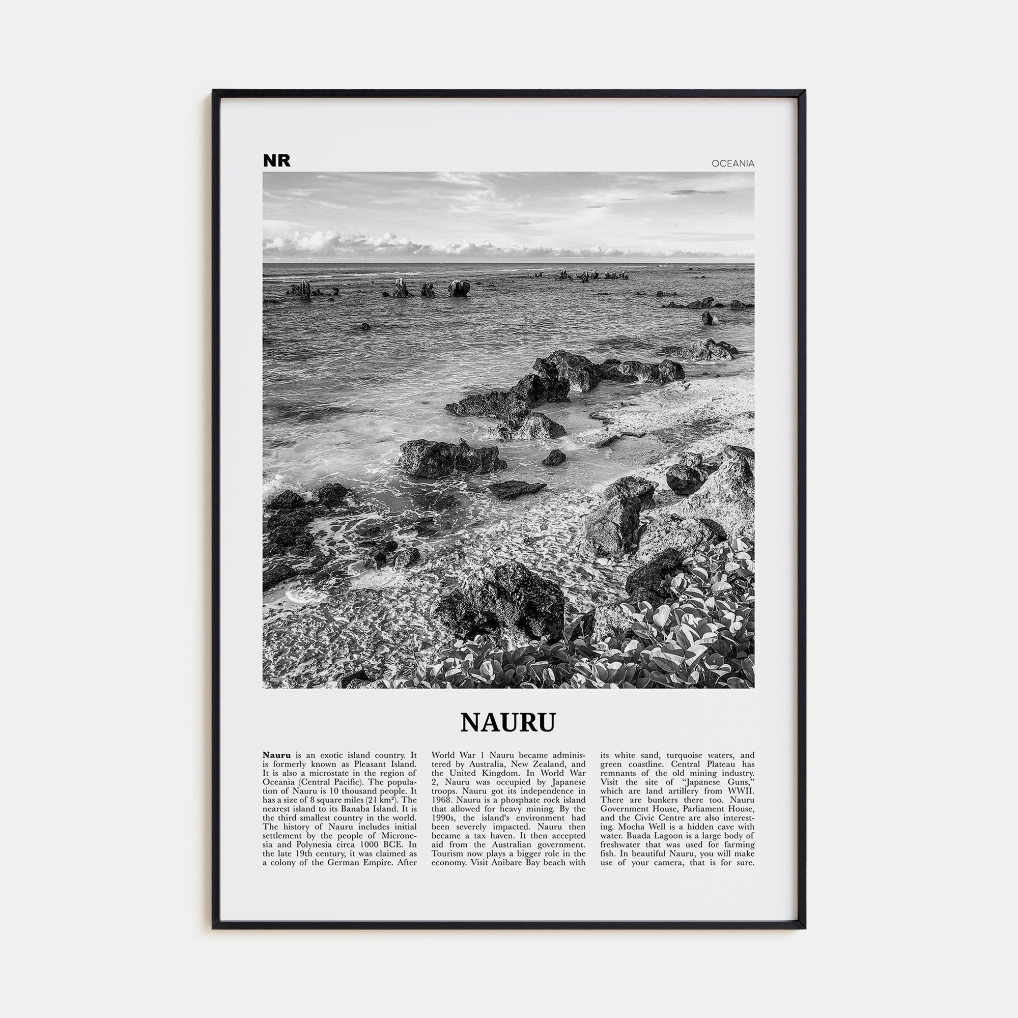 Nauru Travel B&W Poster